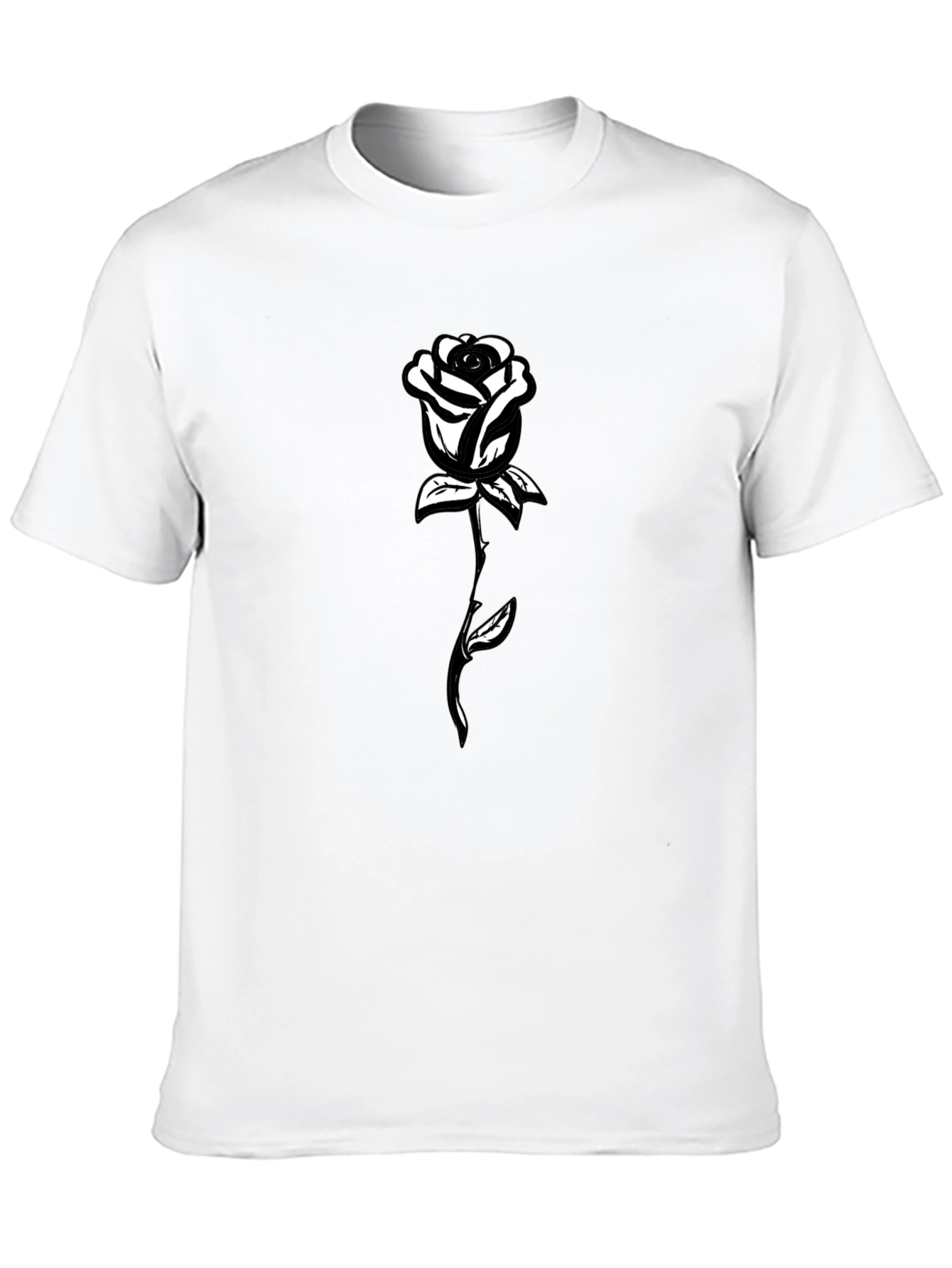 Black Black T-Shirt with White Rose Graphic view 10