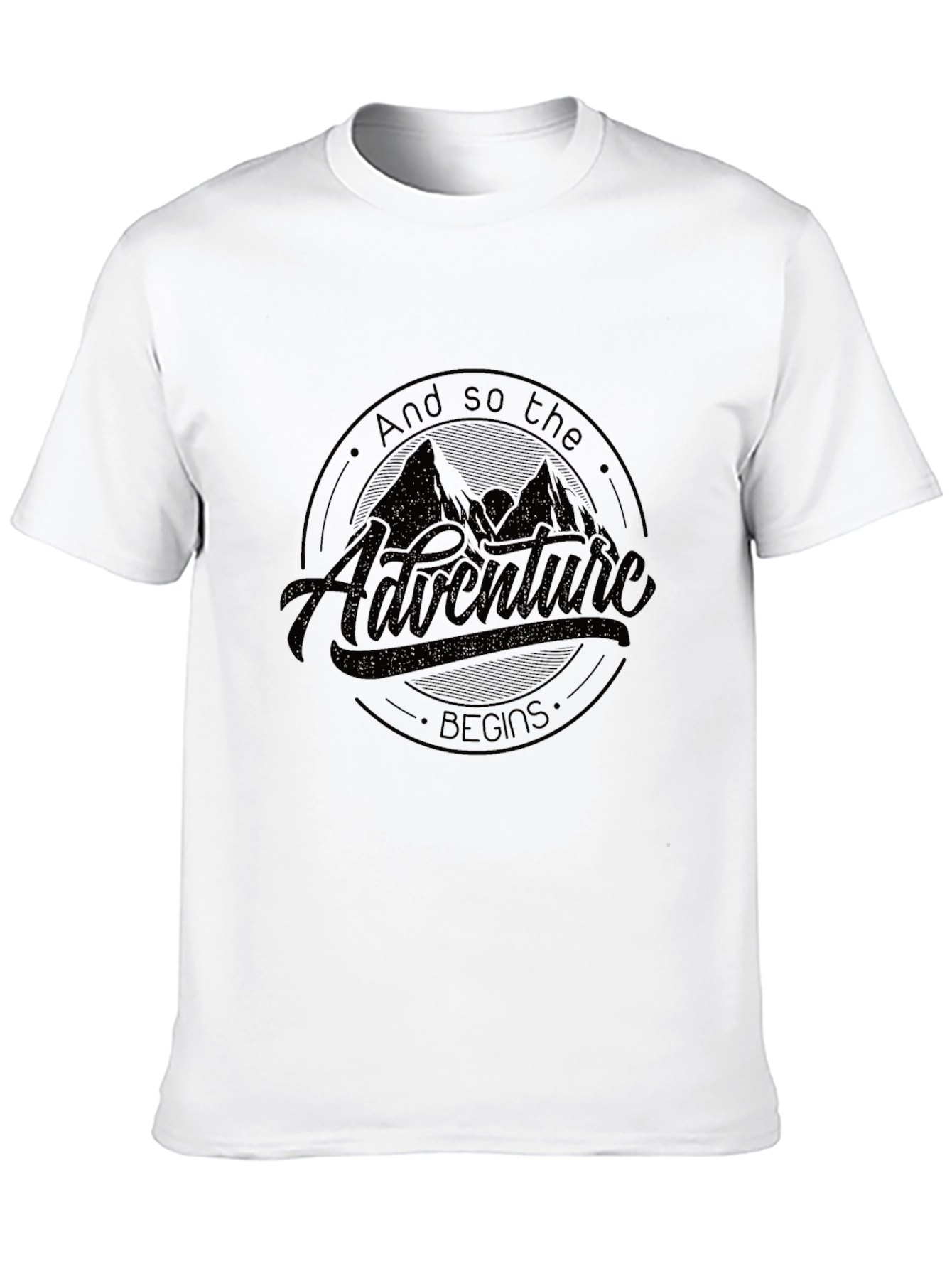 Black Adventure Begins Graphic Tee - Black Crew Neck view 10