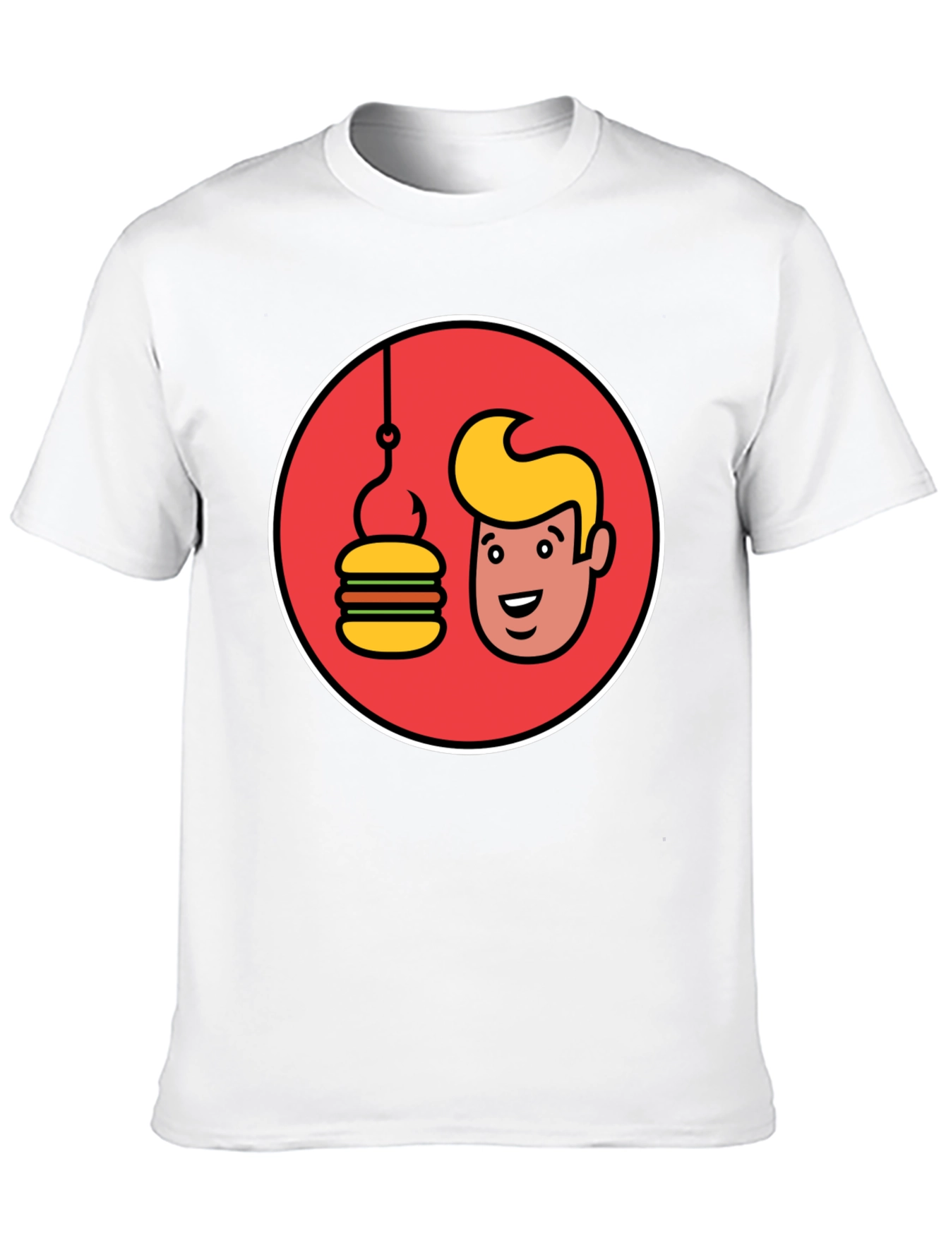 Black Funny Man & Burger Fishing Hook Black T-Shirt view 10