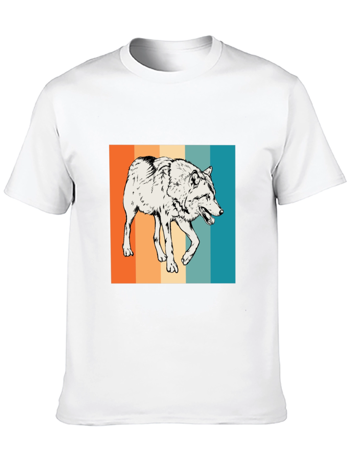 Retro Wolf Graphic Tee - Men's Black T-Shirt - 10
