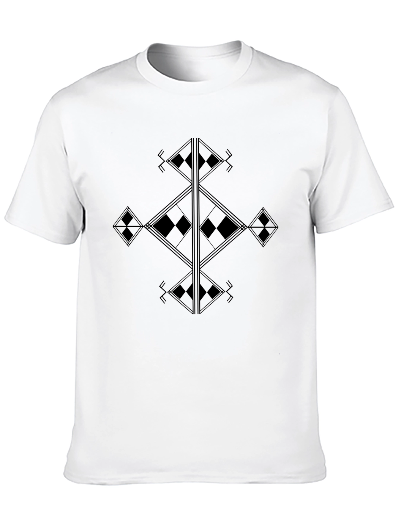 Black Geometric Diamond Pattern Black T-Shirt view 10