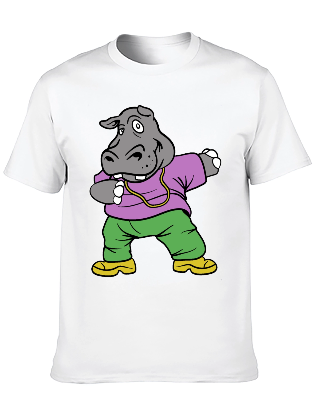 Black Dabbing Hippo Graphic Tee - Cool Cartoon Shirt view 10
