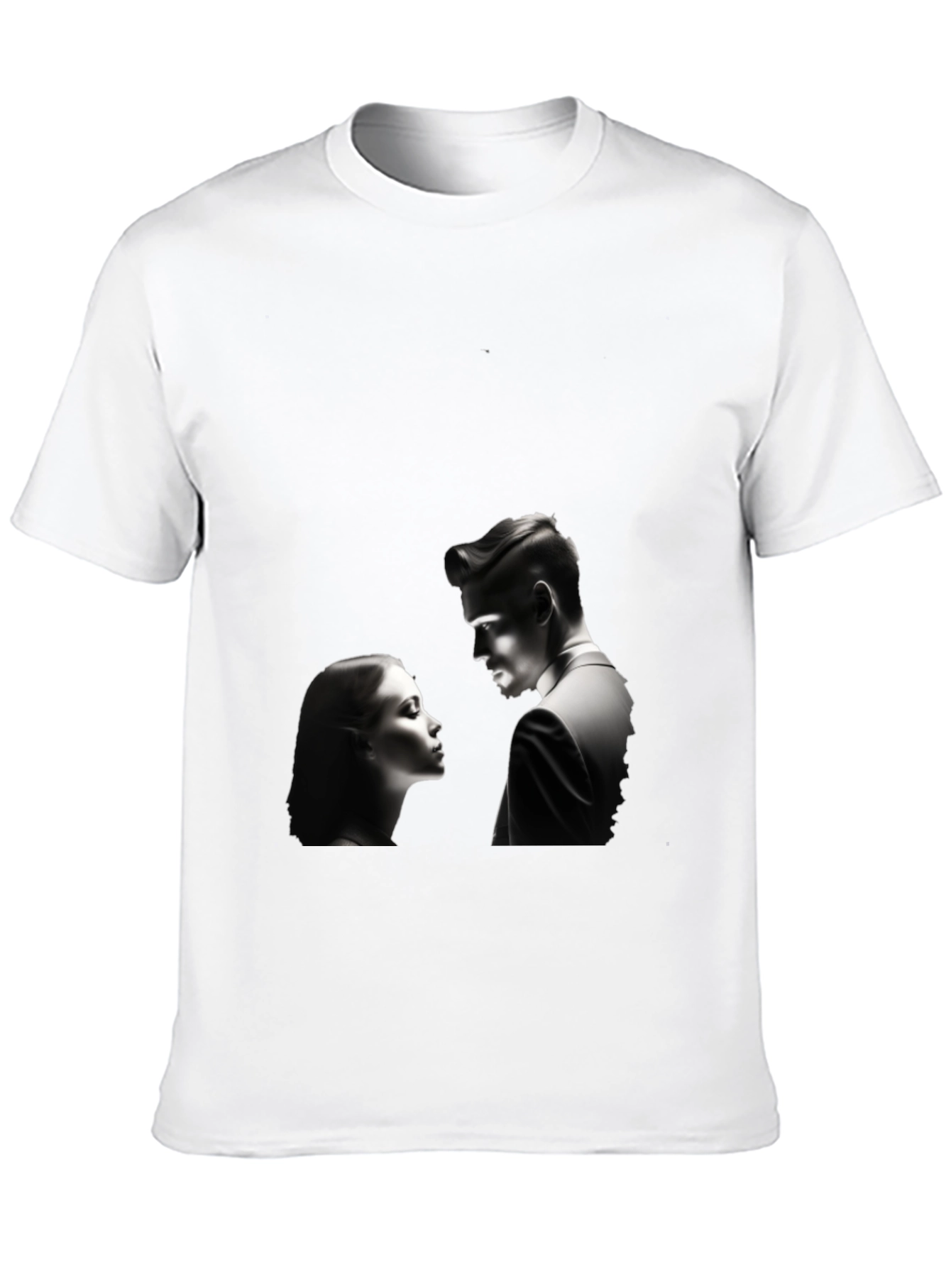 Black Romantic Black T-Shirt: Silhouette Couple Design view 10