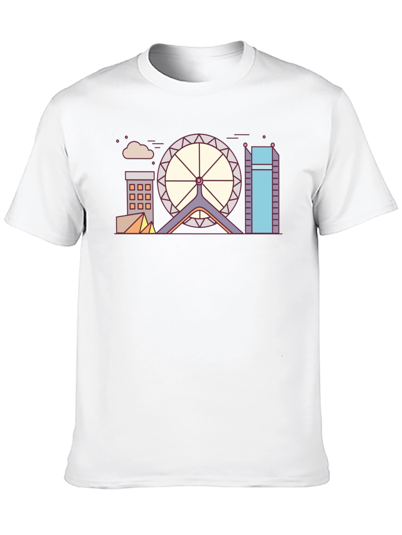 Black Geometric Cityscape Graphic Tee view 10
