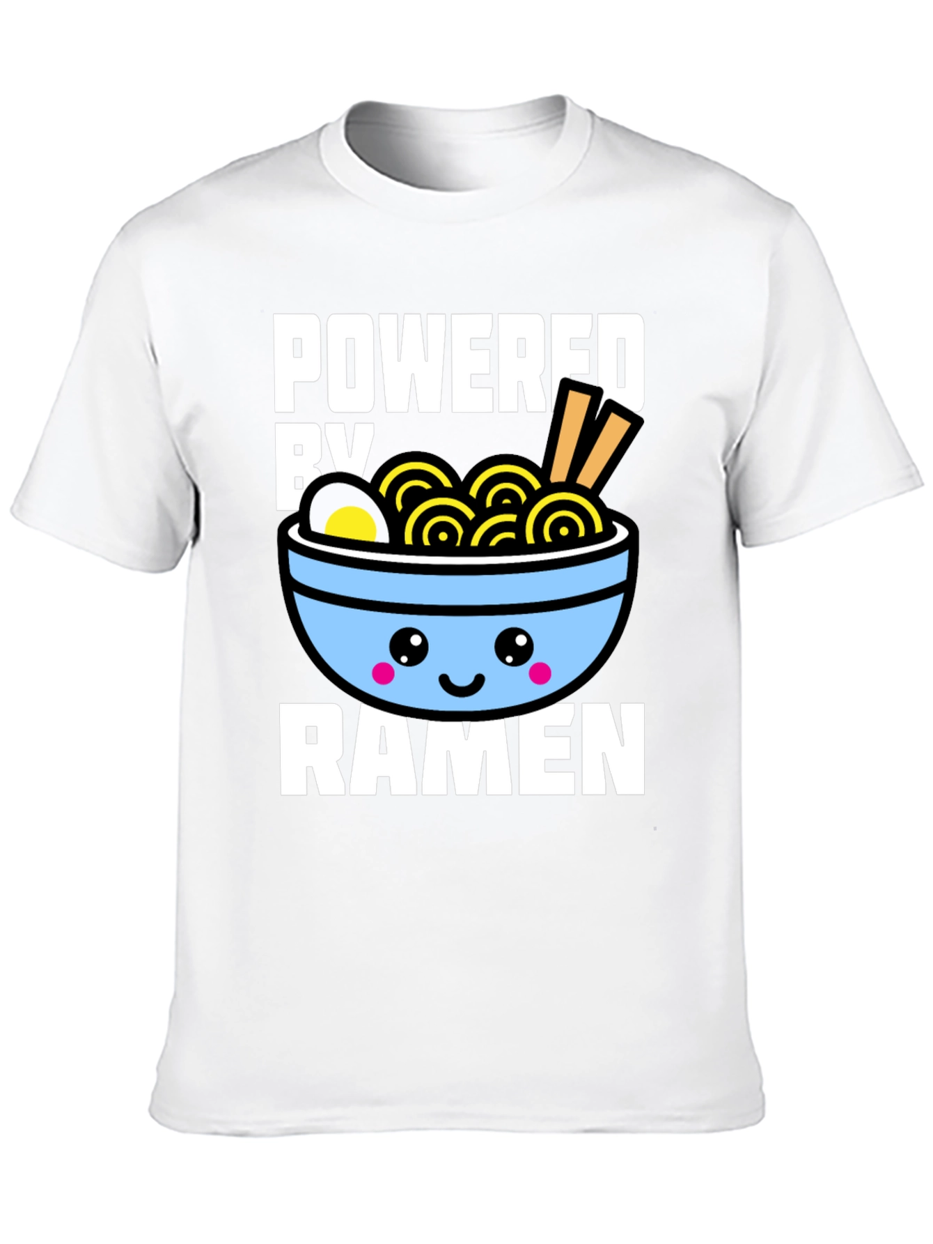 Black Powered By Ramen T-Shirt - Kawaii Noodle Bowl Graphic Tee view 10