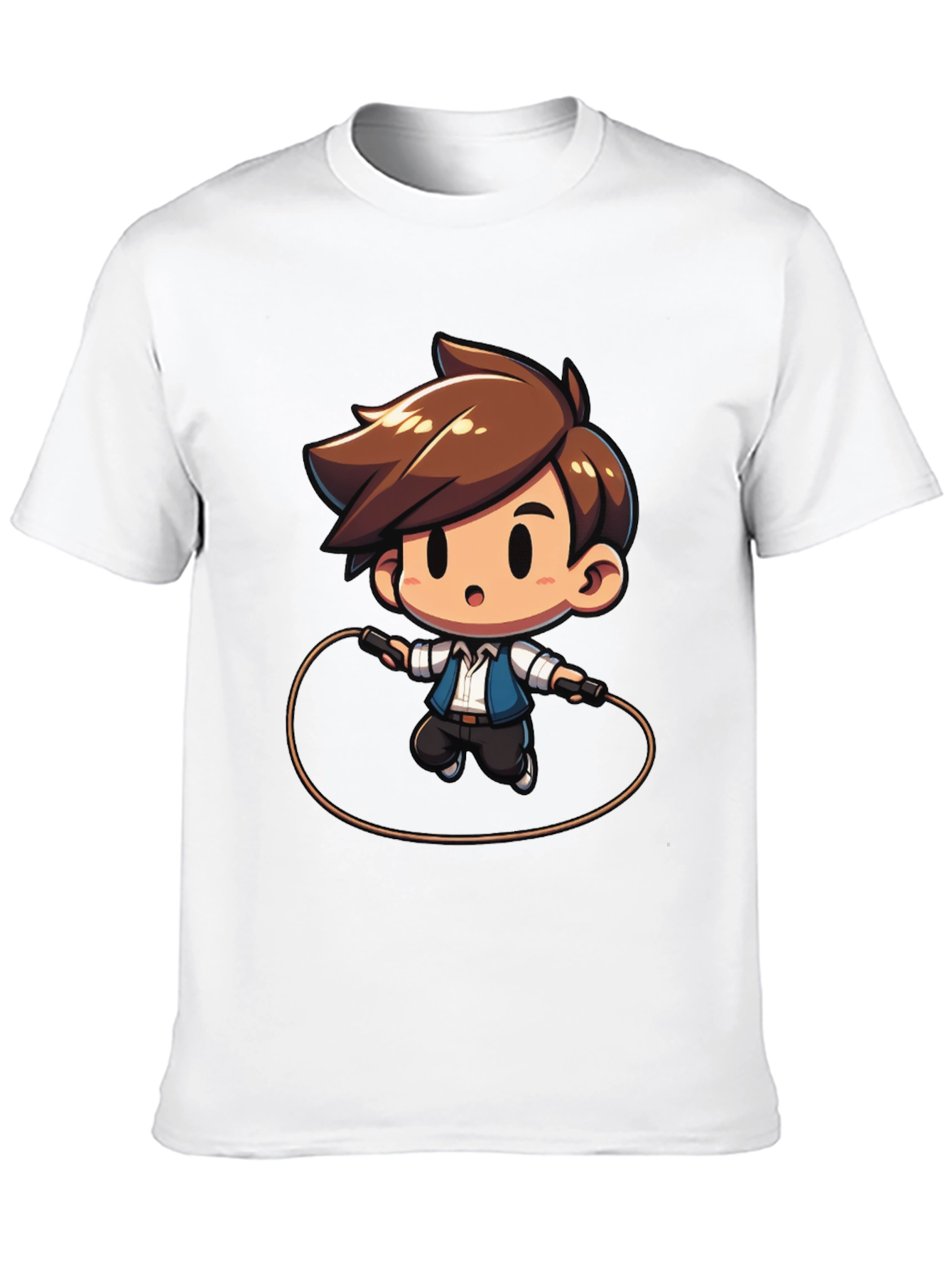Black Cartoon Boy Jumping Rope Black T-Shirt view 10