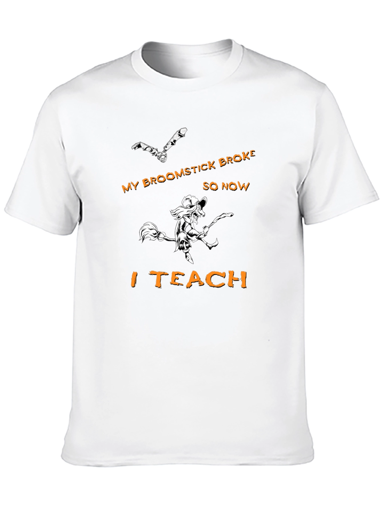 Black Broomstick Teacher T-Shirt - Halloween Witch Tee view 10