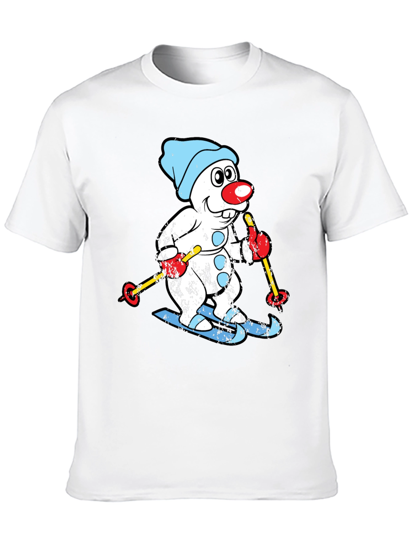 Black Skiing Snowman T-Shirt - Winter Fun view 10