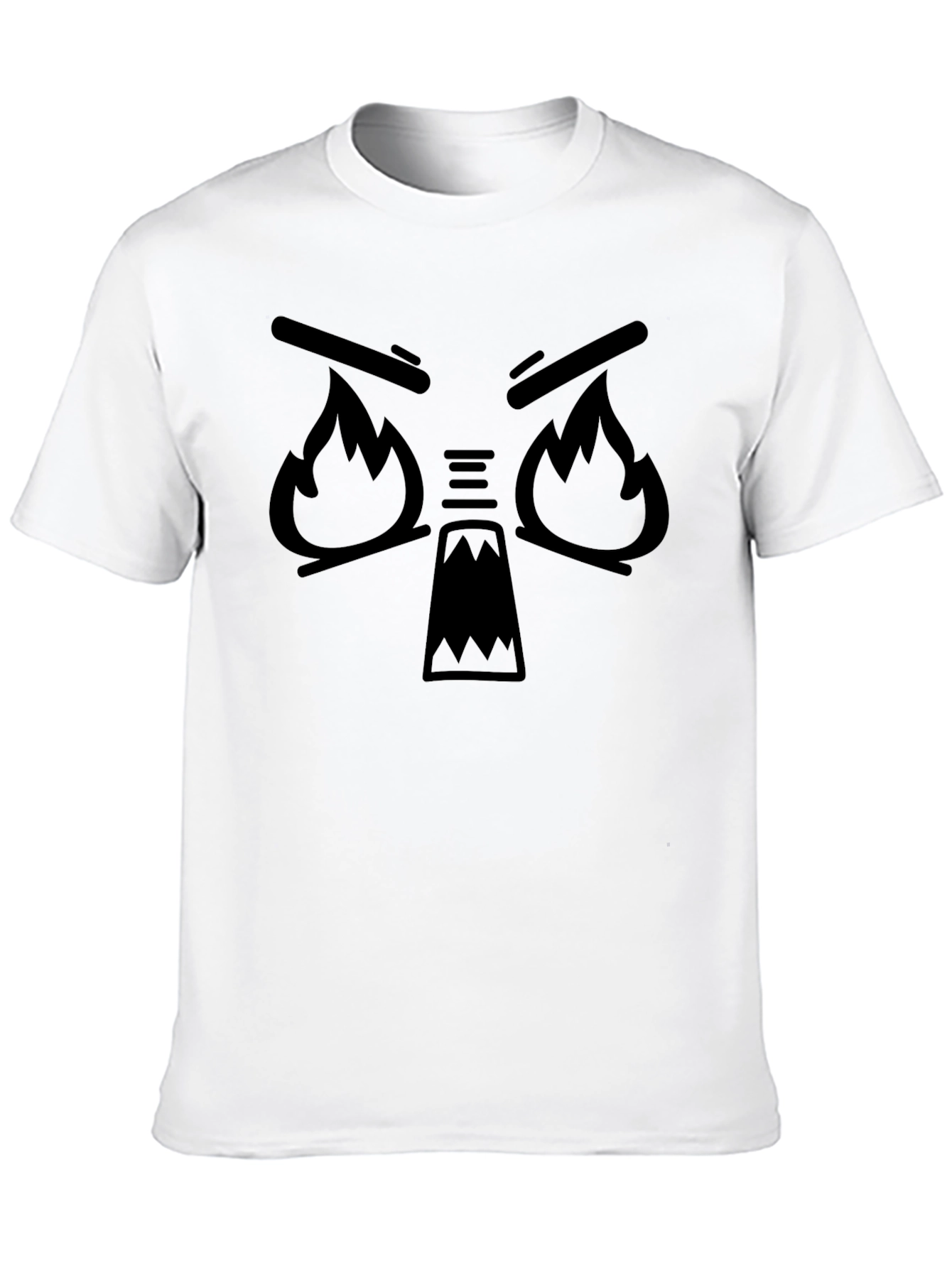 Black Fiery Face Black T-Shirt - Angry Cartoon Graphic Tee view 10