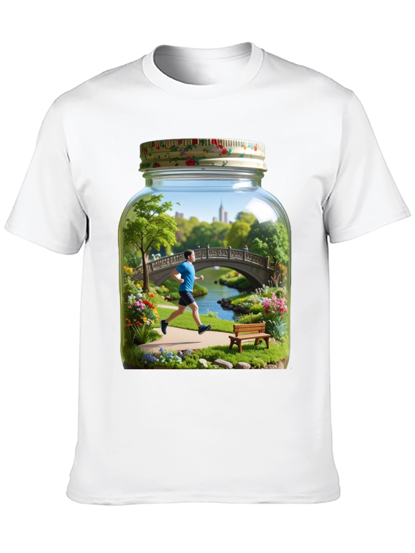 Black Central Park Scene in a Jar Graphic Tee view 10
