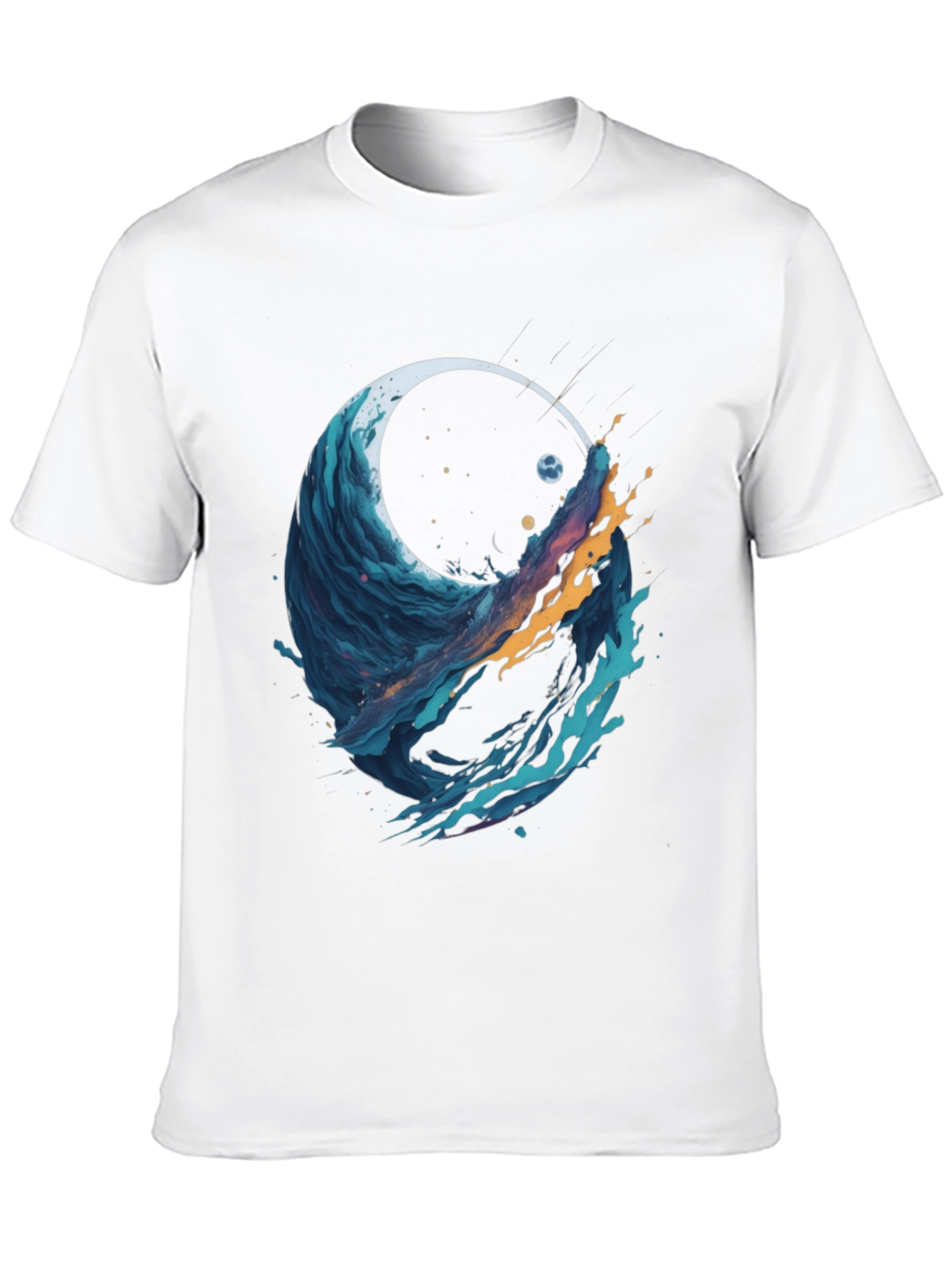 Black Abstract Wave Graphic Tee - Black Cotton Blend view 10