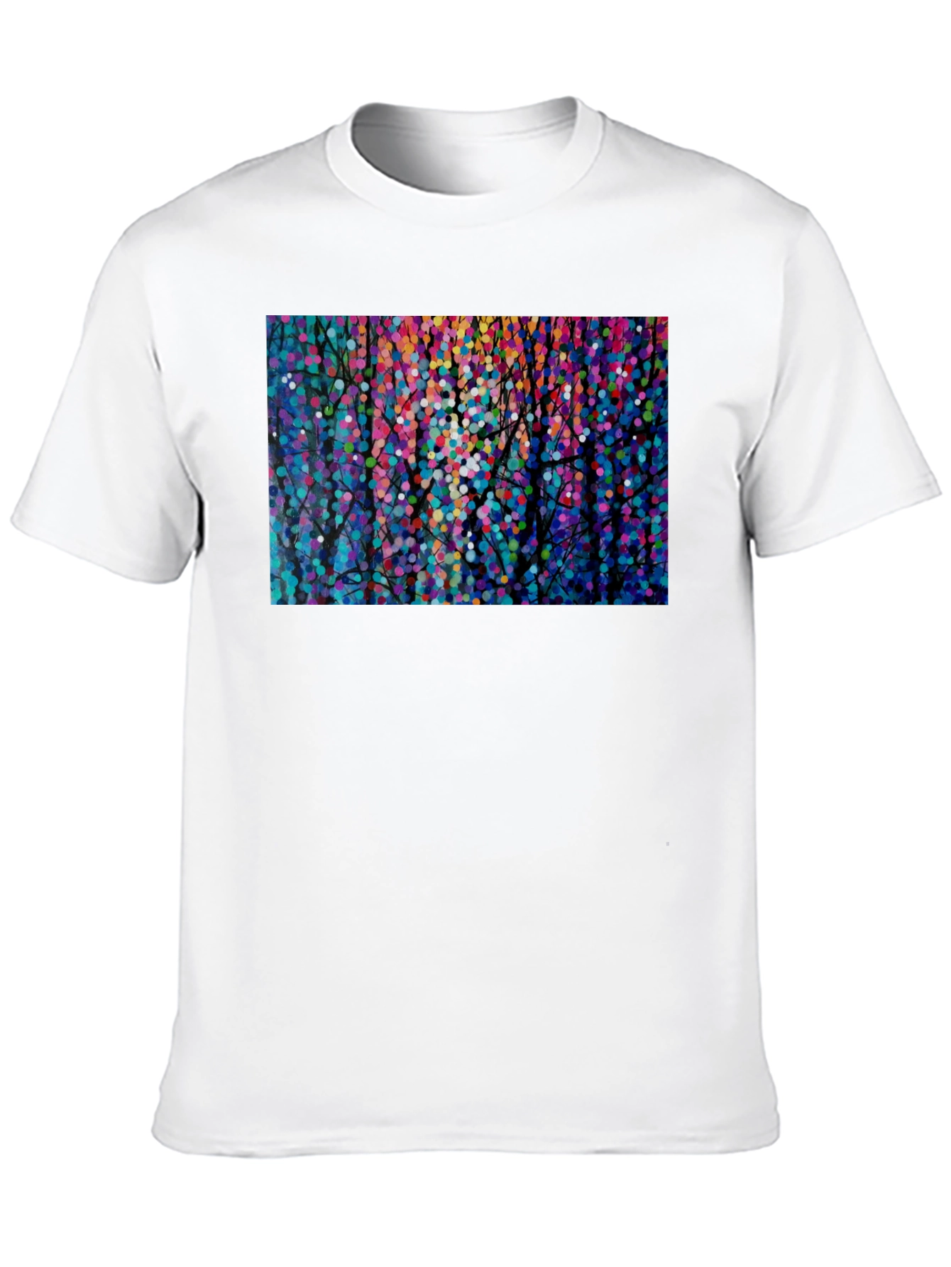 Black Colorful Abstract Forest Graphic Tee - Black view 10