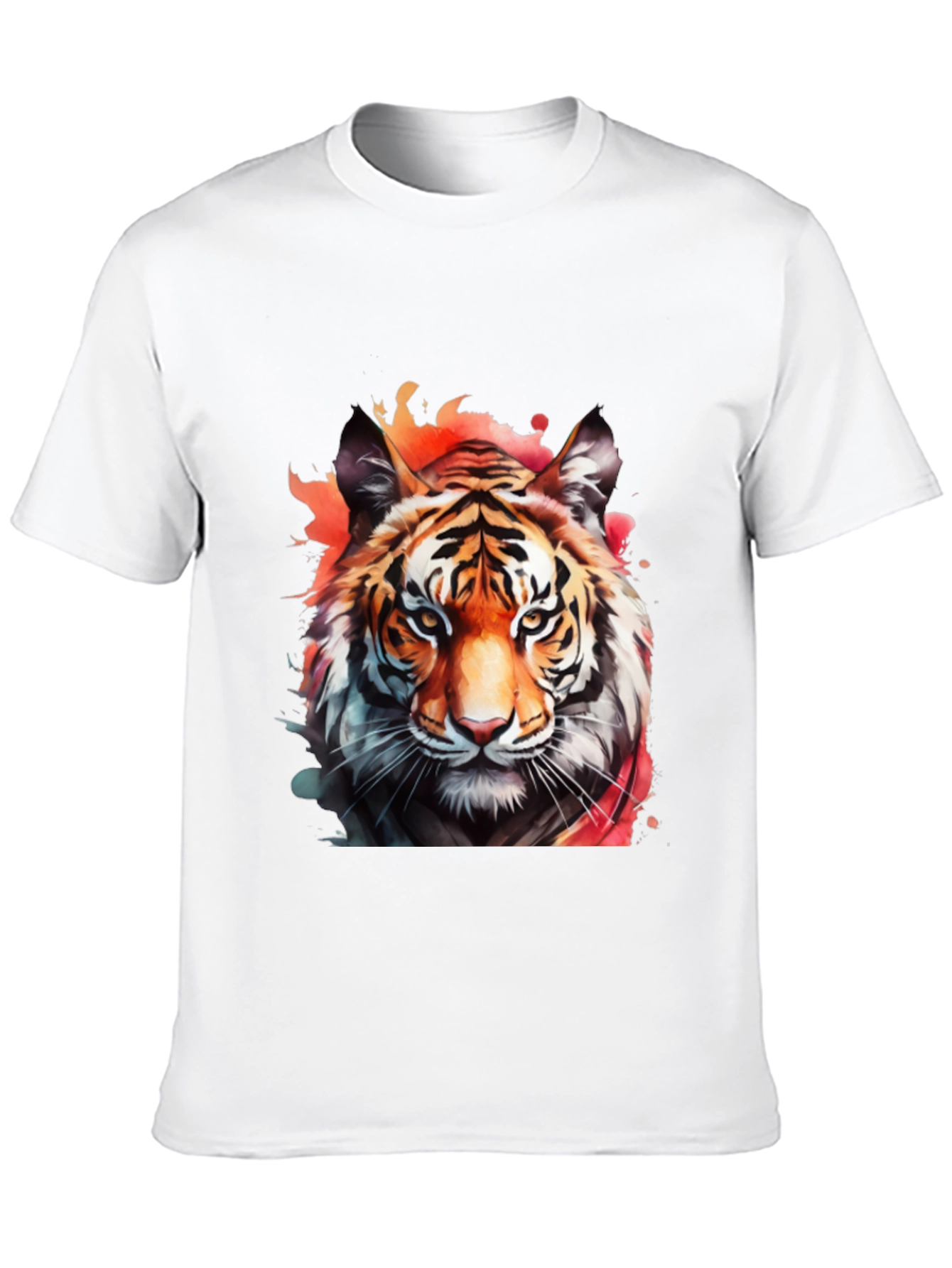 Black Watercolor Tiger Graphic Black T-Shirt view 10