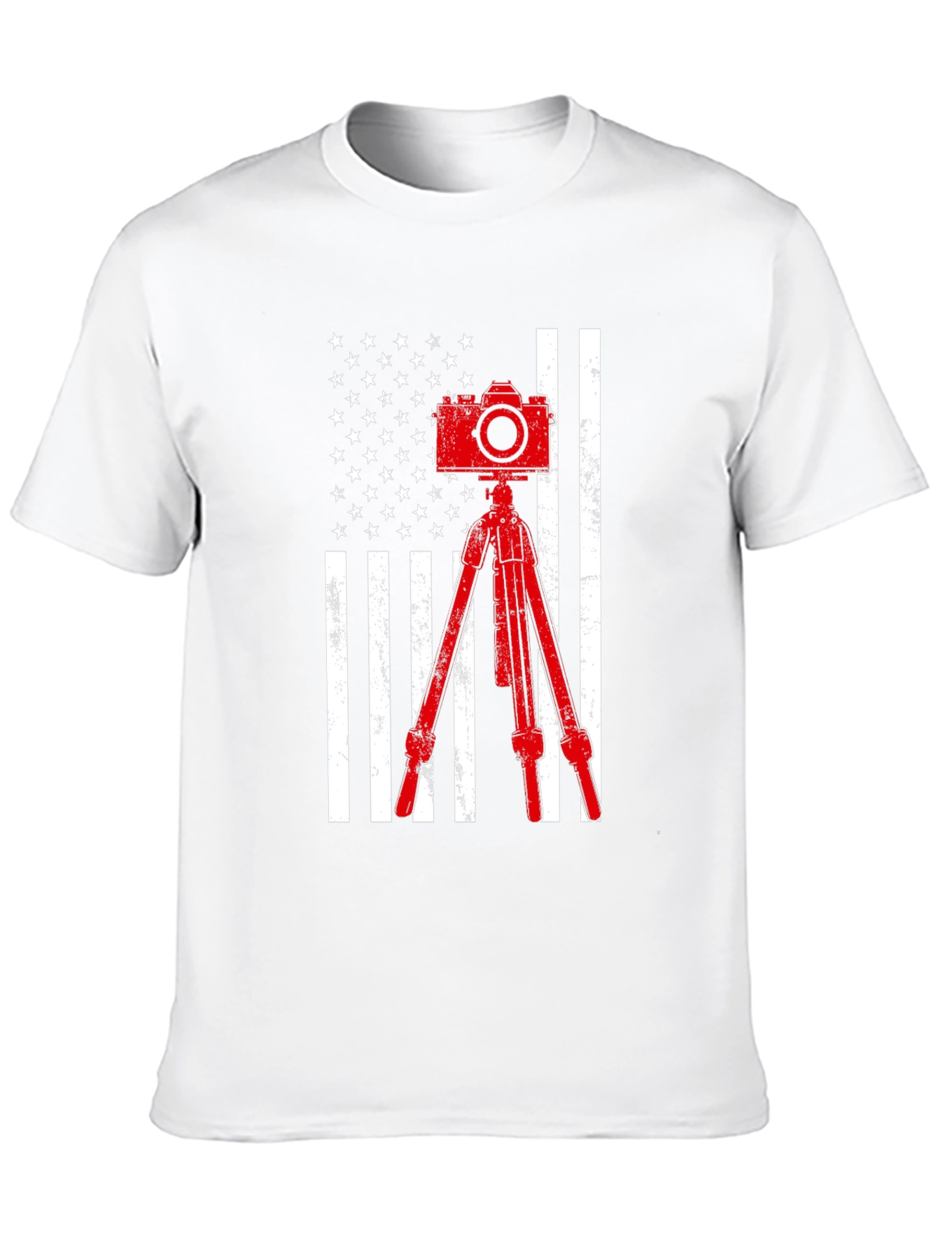 Black Patriotic Photographer T-Shirt - Camera & American Flag view 10