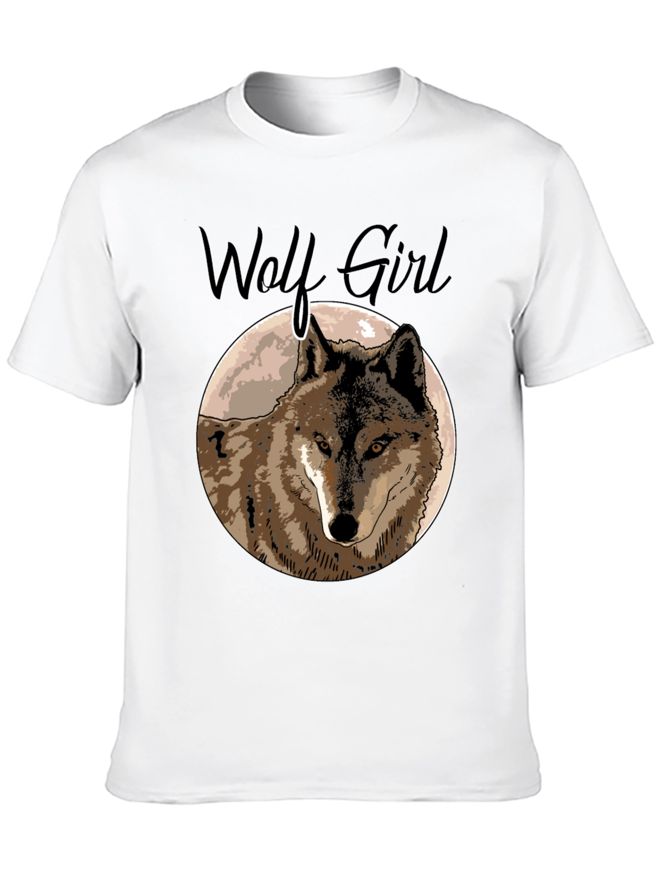 Black Wolf Girl Graphic Tee - Black Cotton T-Shirt view 10