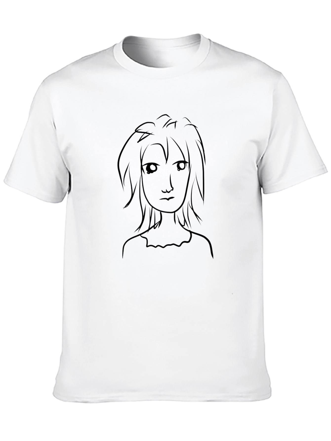 Black Anime Style Line Art Tee - Black view 10