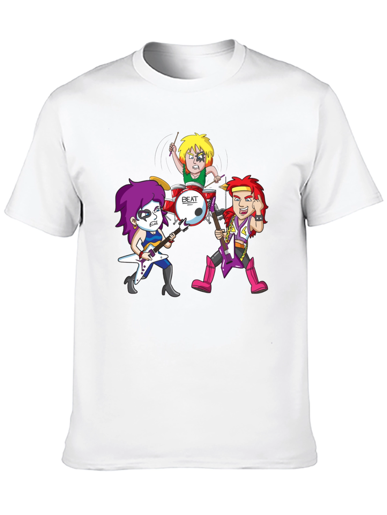 Black Rock Band Cartoon Graphic Black T-Shirt view 10