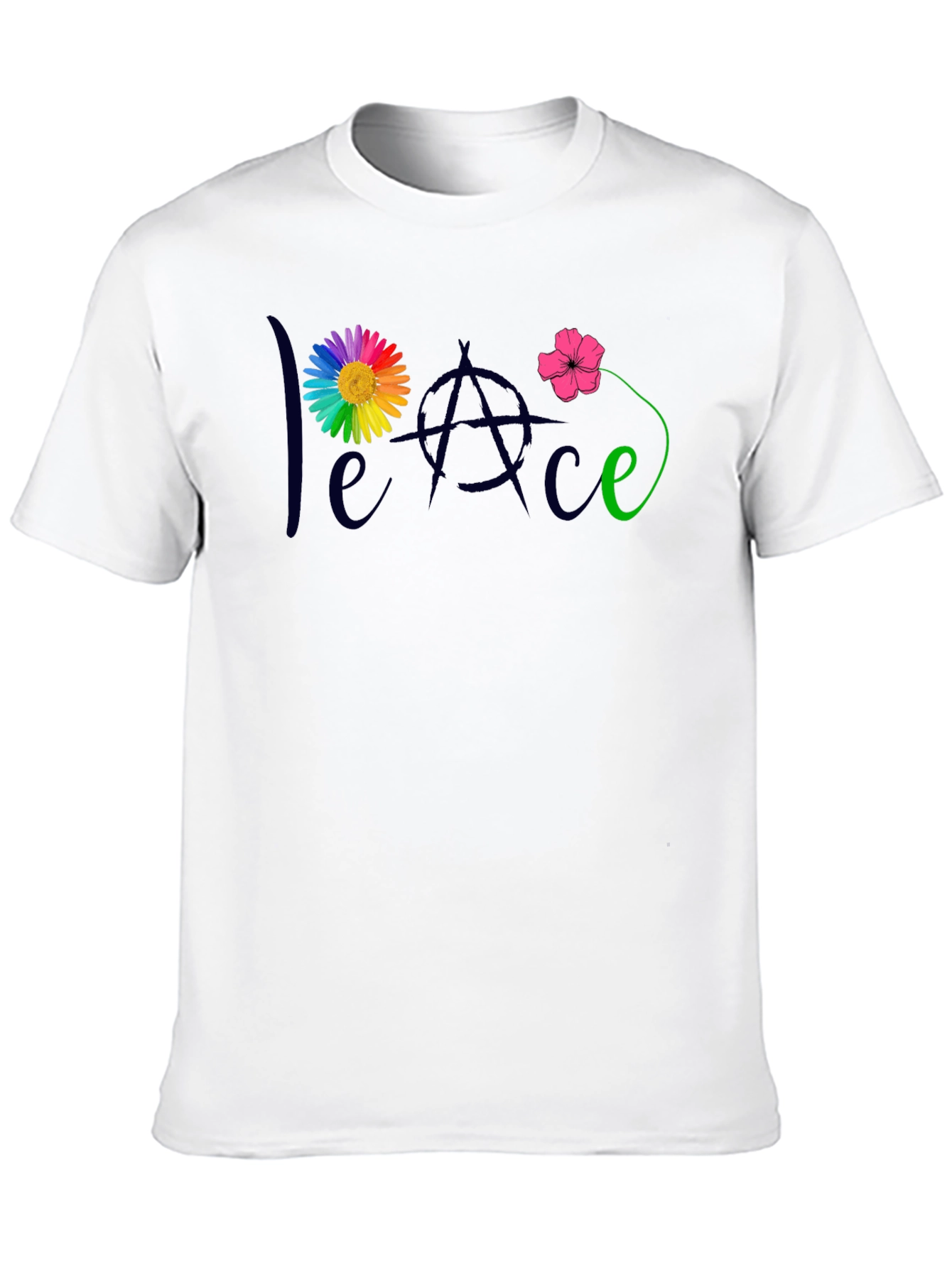 Black Peace Flower T-Shirt - Men's Black Tee view 10