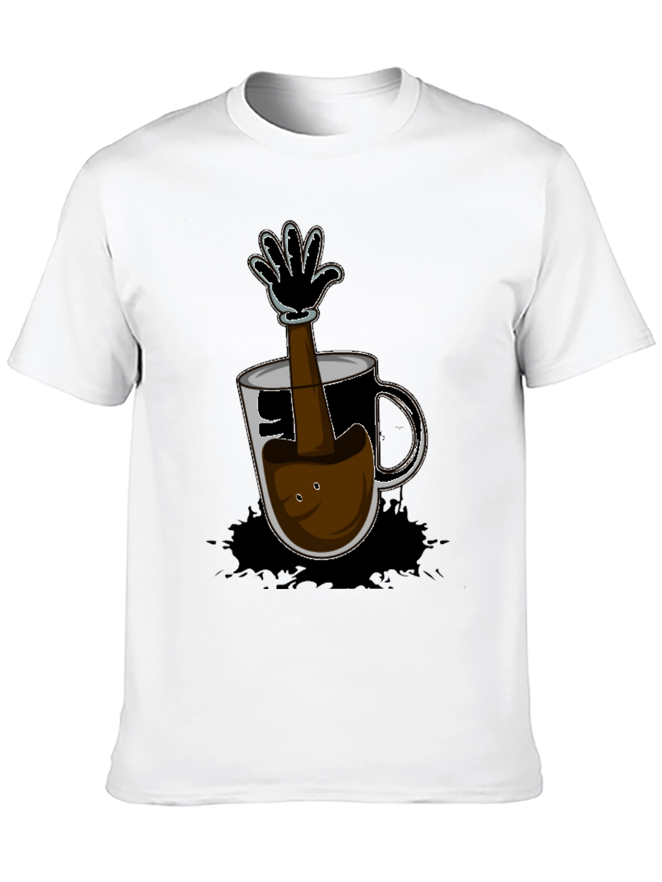 Black Cartoon Coffee Hand T-Shirt - Unique Graphic Tee view 10
