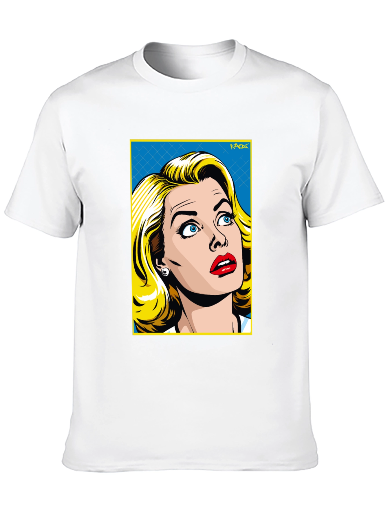 Black Retro Pop Art Woman T-Shirt - Black Cotton Tee view 10