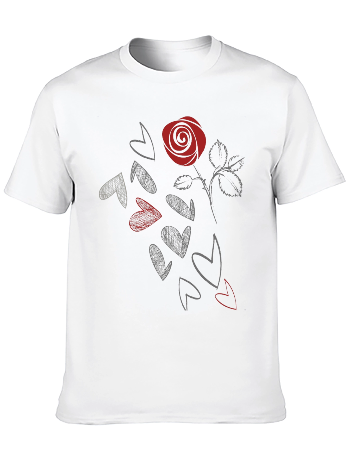 Black Rose & Hearts Graphic Tee - Stylish Black T-Shirt view 10