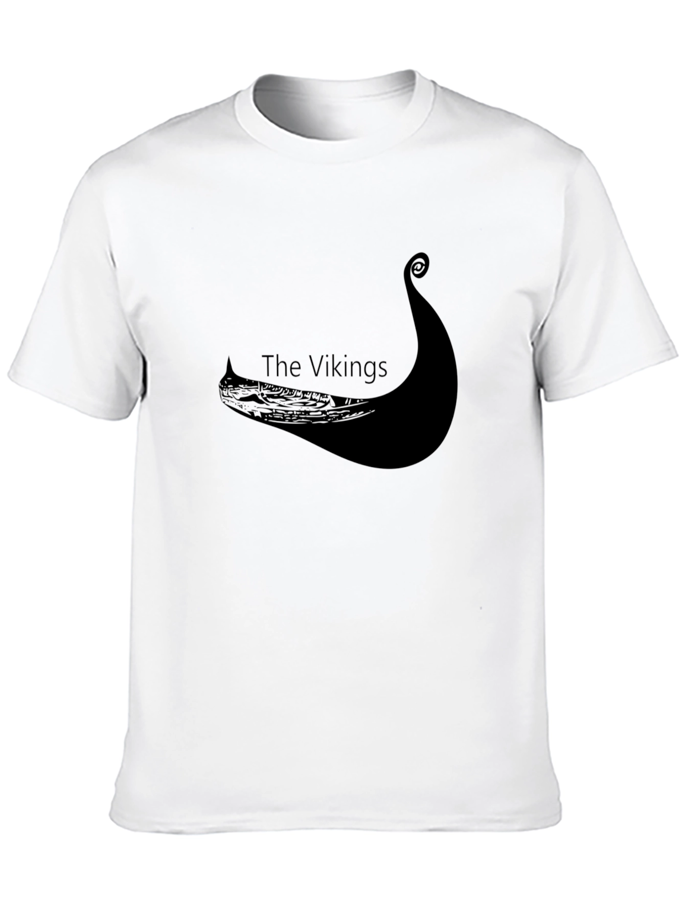 Black Viking Ship Graphic Tee - Black Cotton T-Shirt view 10
