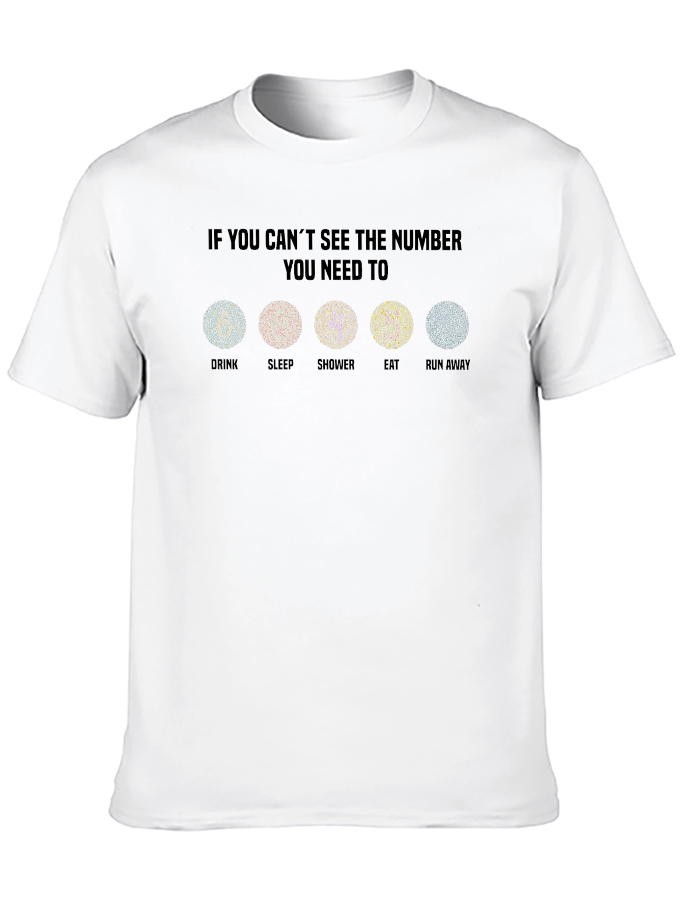 Black Color Blindness Test Humor T-Shirt view 10