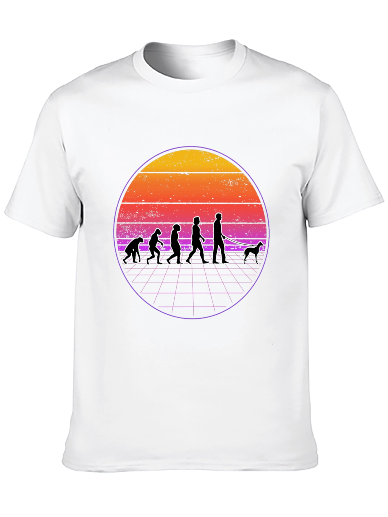 Black Retro Evolution Dog Walker Black T-Shirt view 10