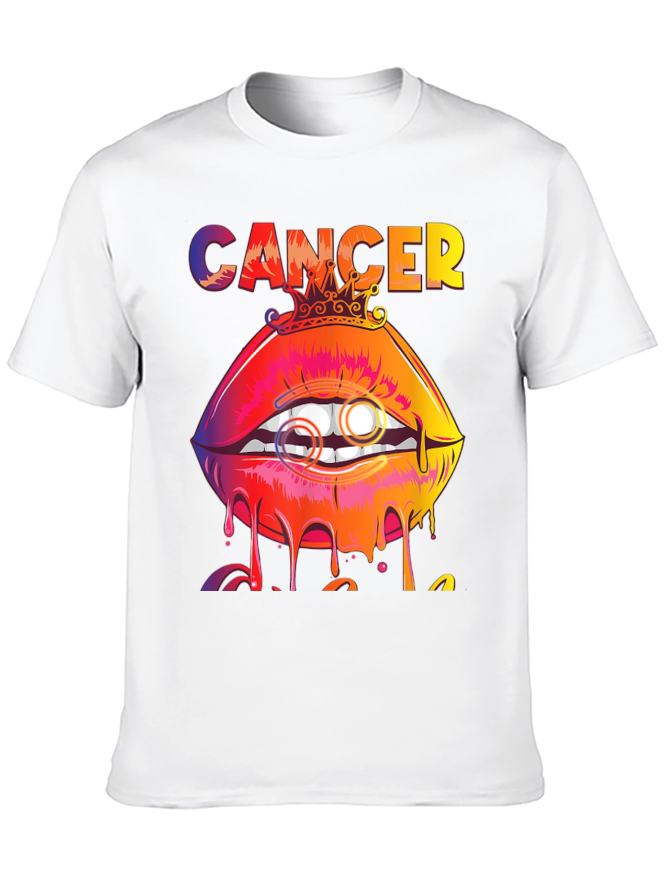 Black Cancer Zodiac Lips Graphic T-Shirt view 10
