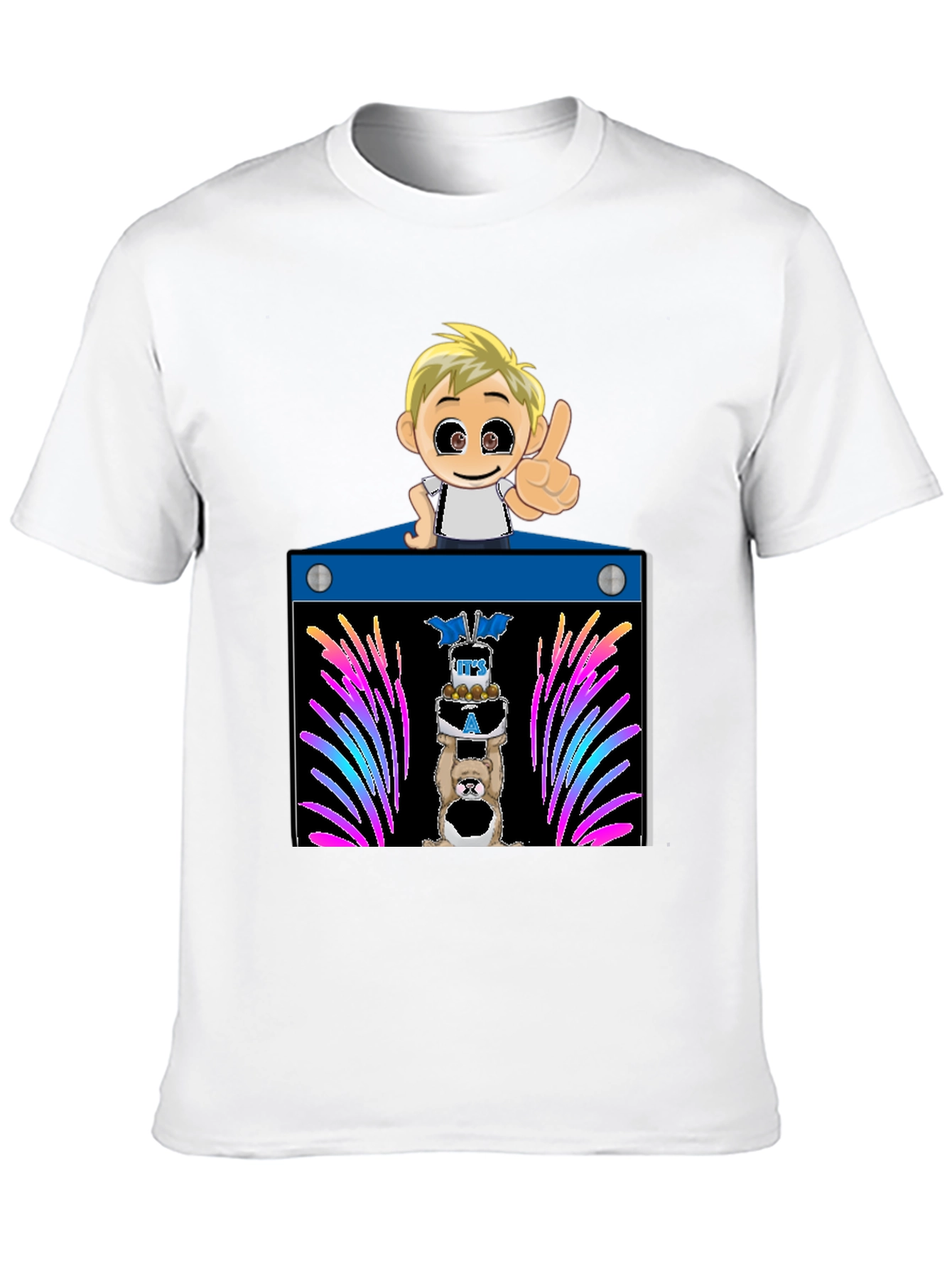 Black Cartoon Boy Birthday T-Shirt view 10