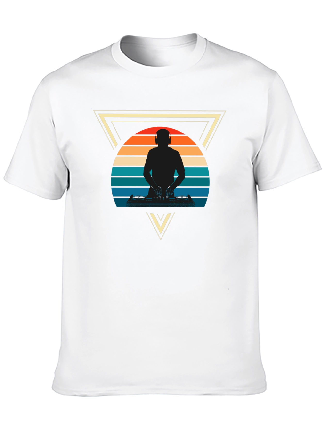 Black Retro DJ Triangle Graphic Tee view 10
