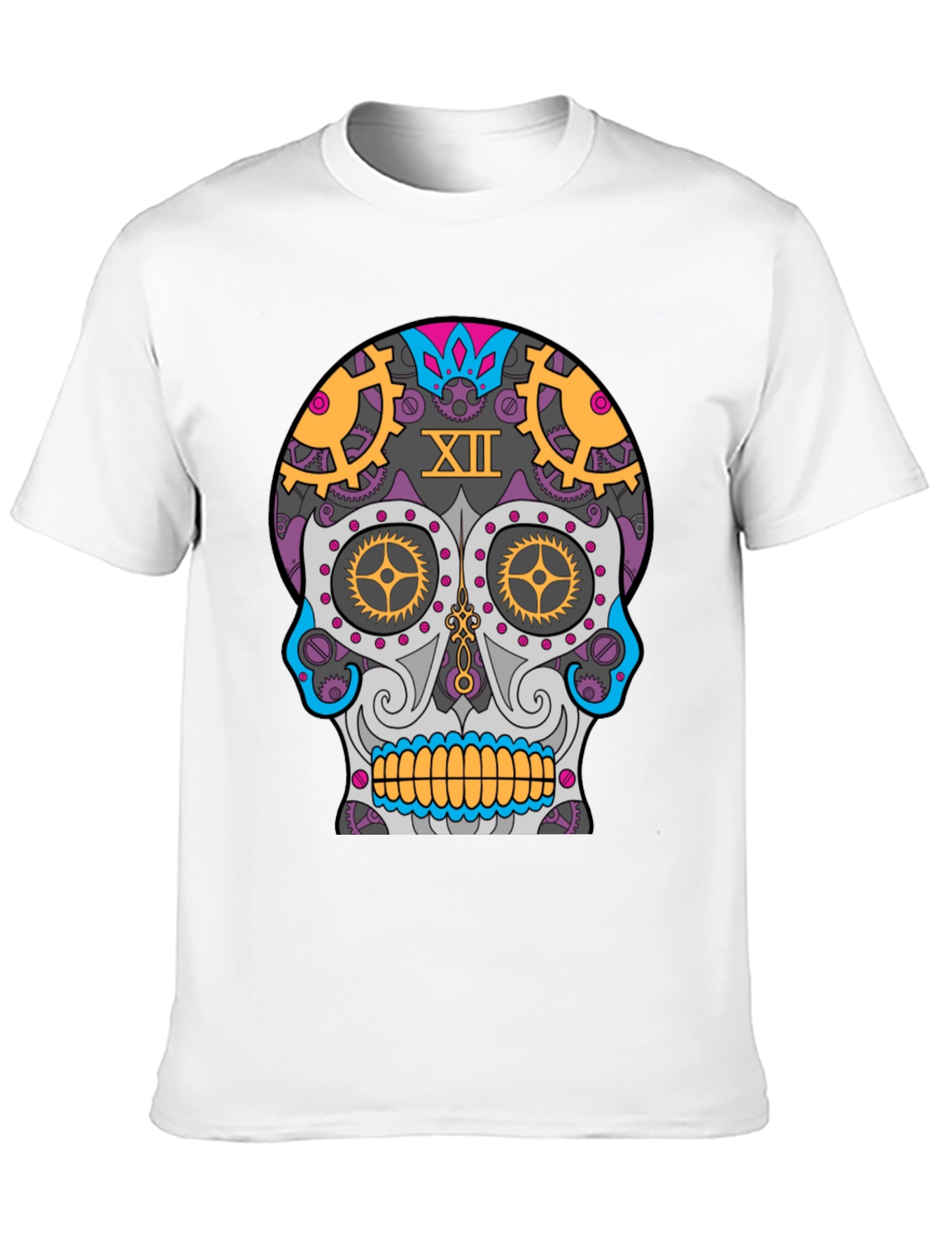 Black Steampunk Sugar Skull T-Shirt - Unique Day of the Dead Design view 10
