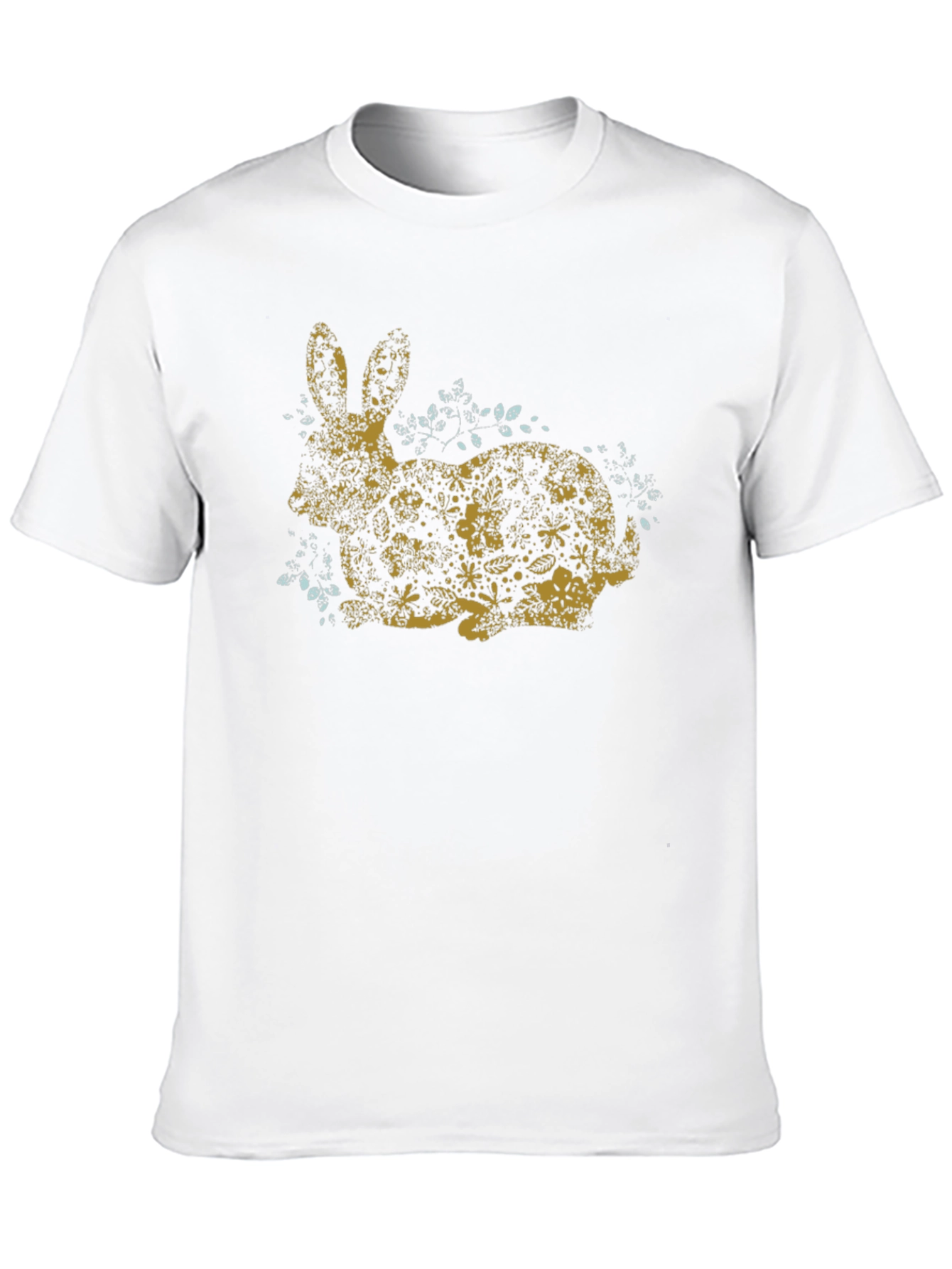 Black Floral Bunny Graphic Tee - Black Cotton Casual Shirt view 10