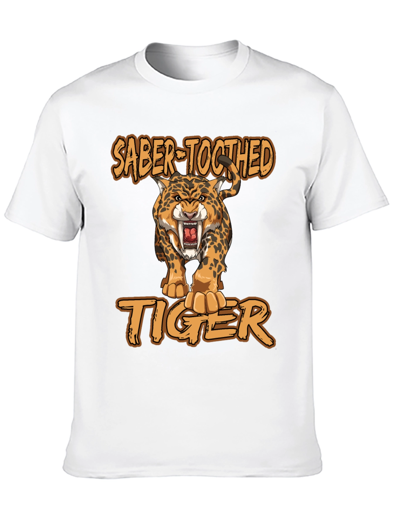 Black Saber-Toothed Tiger Graphic Print T-Shirt view 10