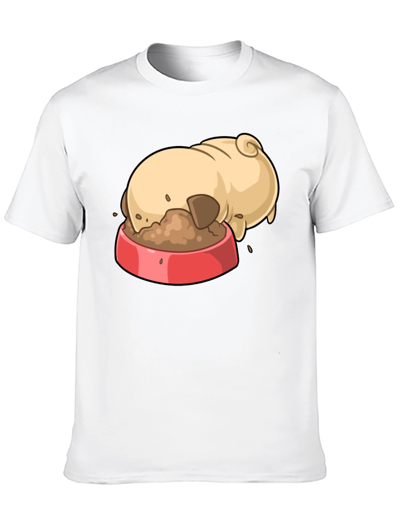Black Pug Eating Cartoon Graphic T-Shirt view 10
