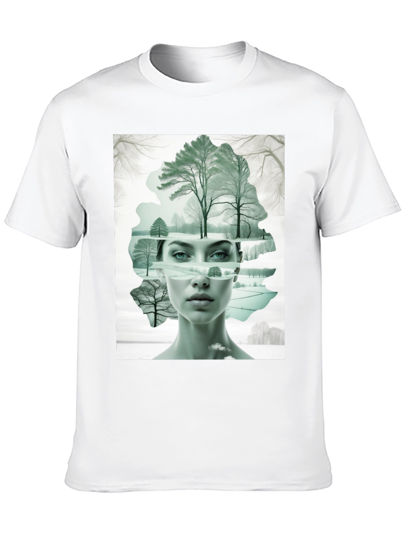 Black Abstract Woman & Winter Scene Graphic Tee view 10