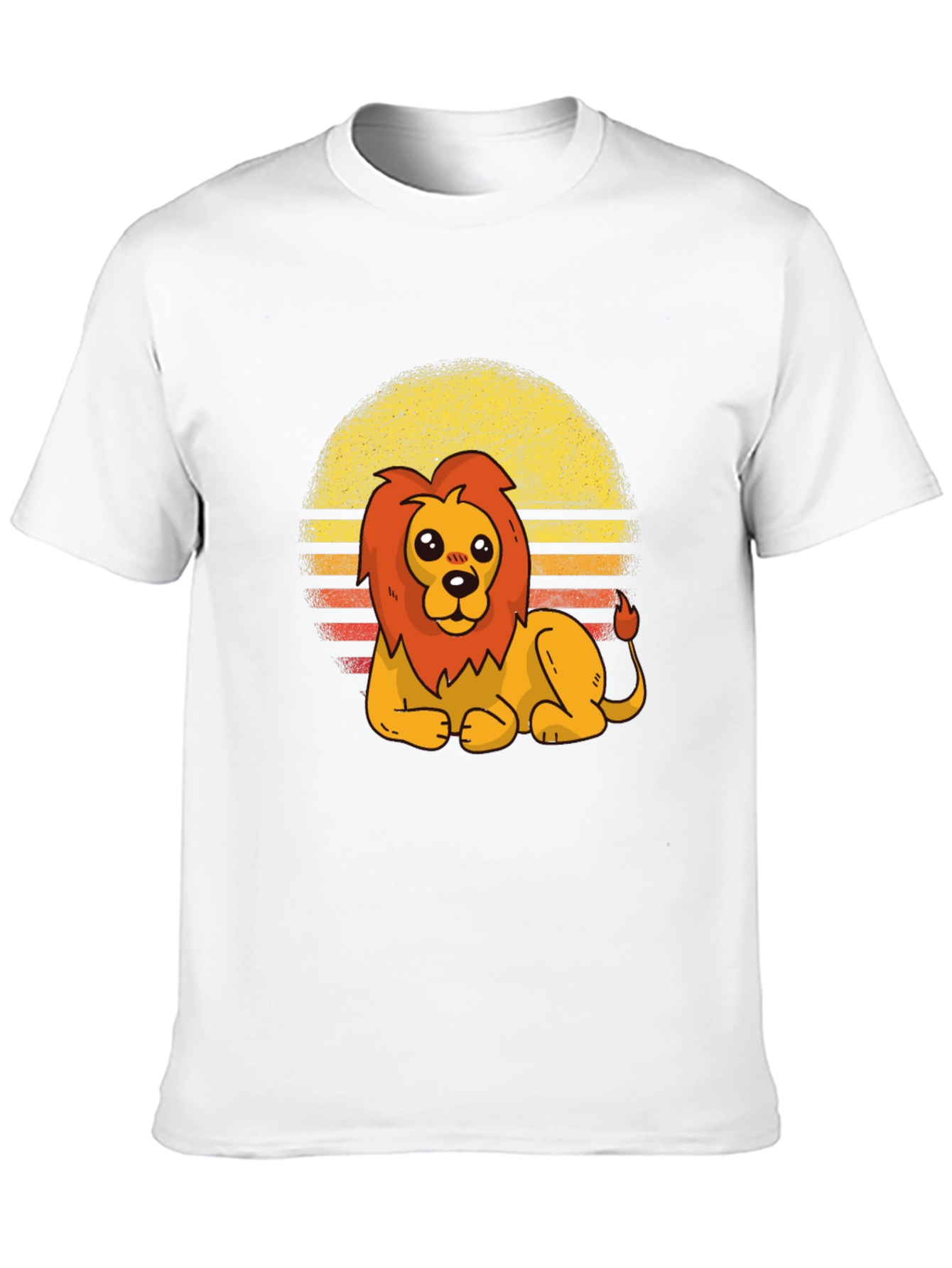 Black Cute Lion Retro Sunset Graphic Tee view 10