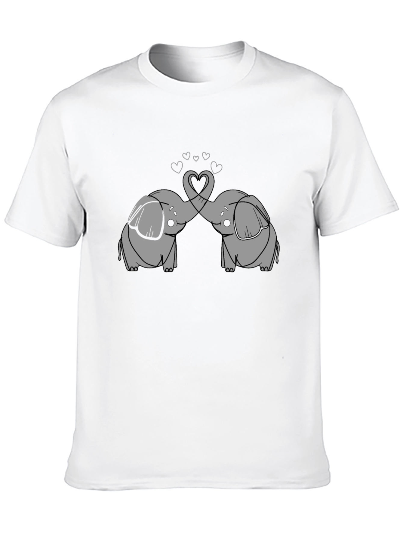Black Elephant Love T-Shirt - Cute Cartoon Design view 10