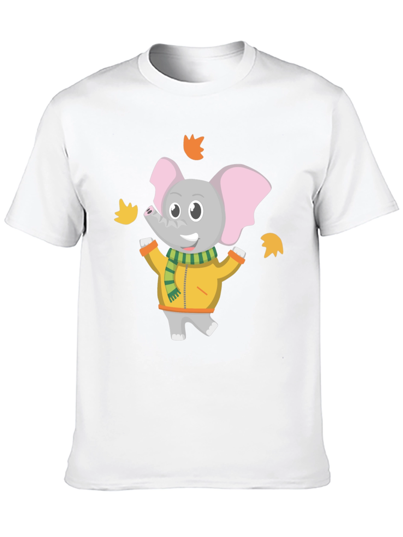 Black Cute Elephant Fall Leaves Graphic T-Shirt view 10