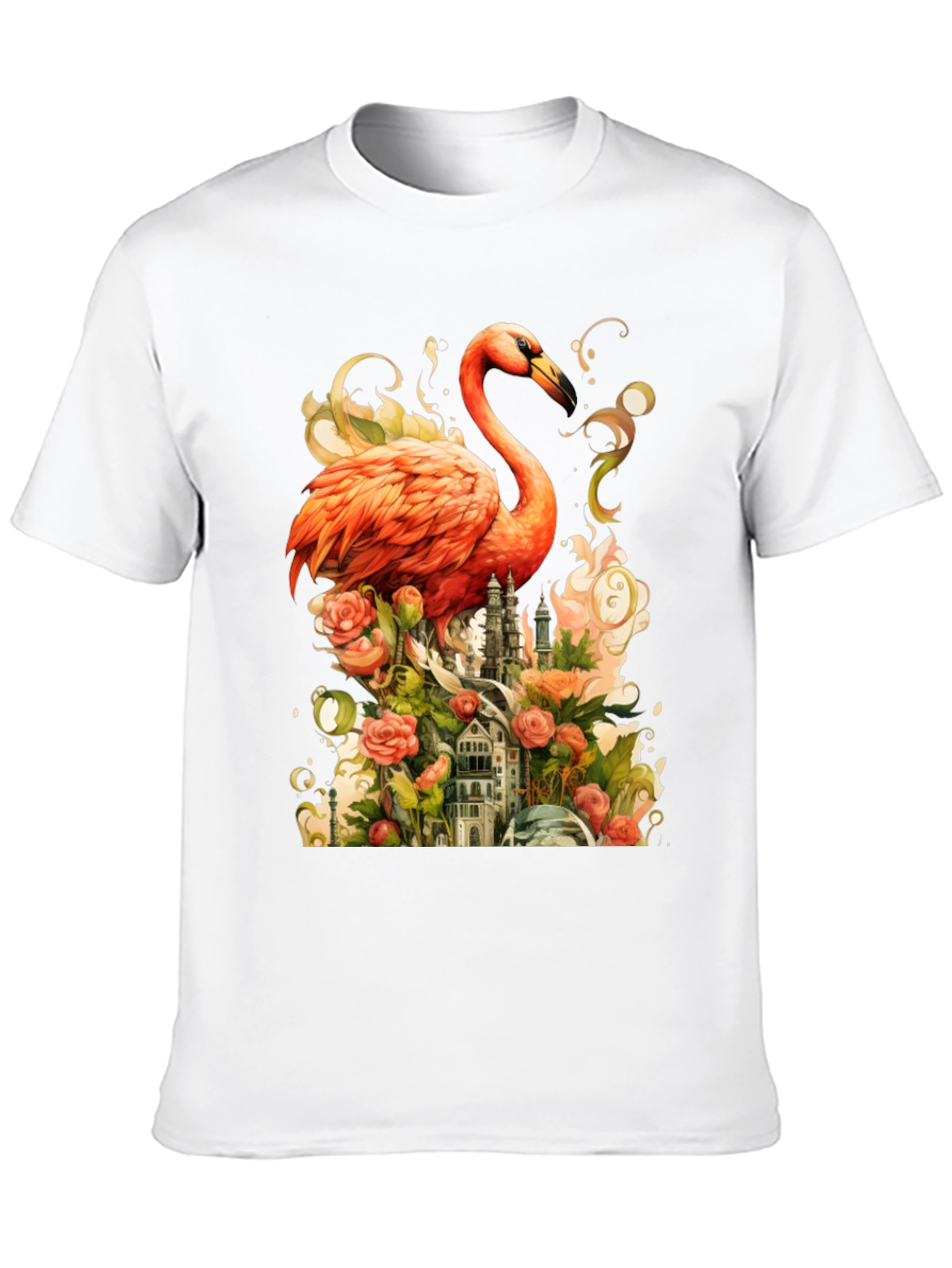 Black Flamingo Castle Graphic Tee view 10