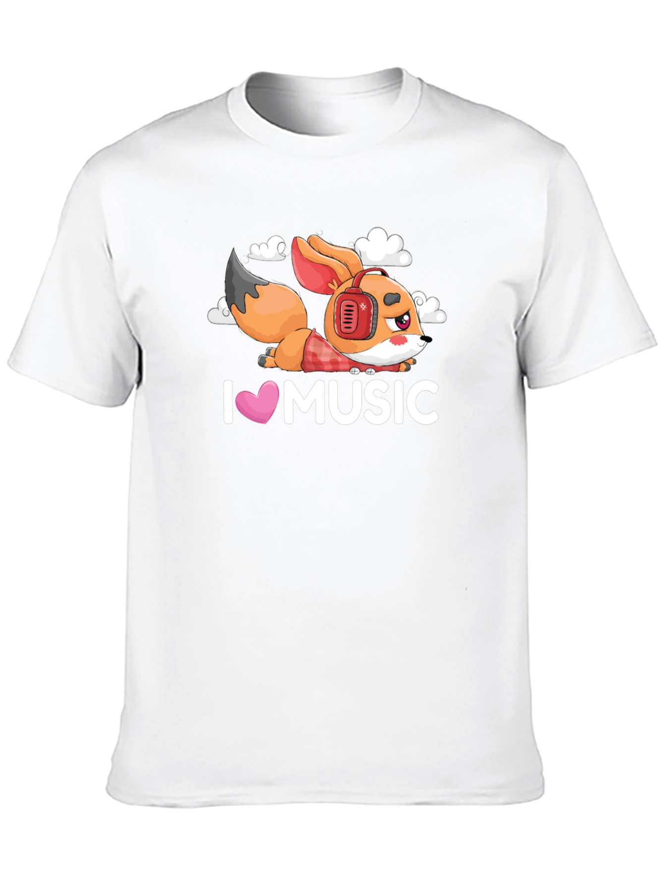 Black I Love Music Fox Black T-Shirt view 10