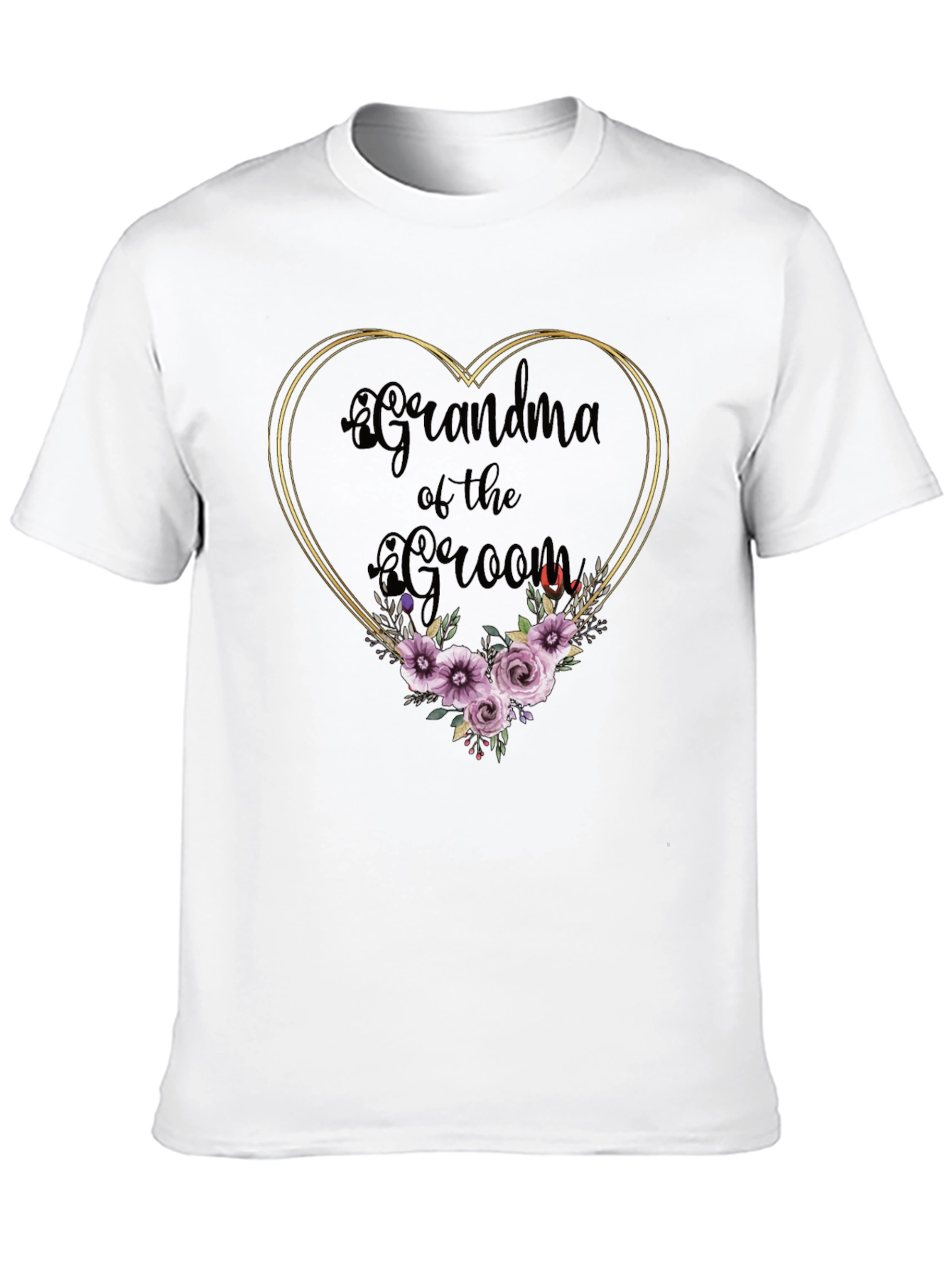Black Grandma of the Groom Floral Heart Tee view 10