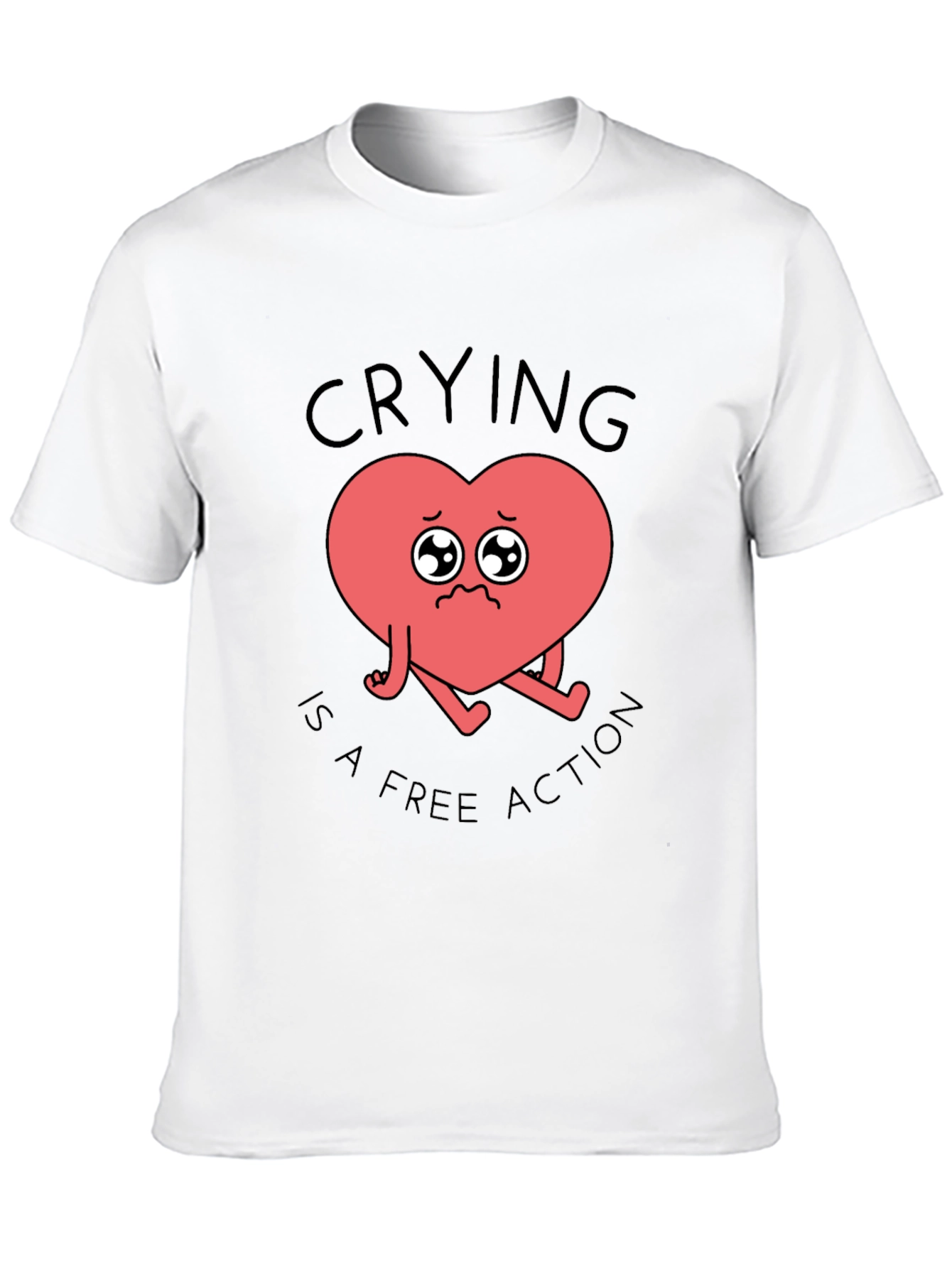 Black Crying Heart T-Shirt - Free Action Comfort Tee view 10