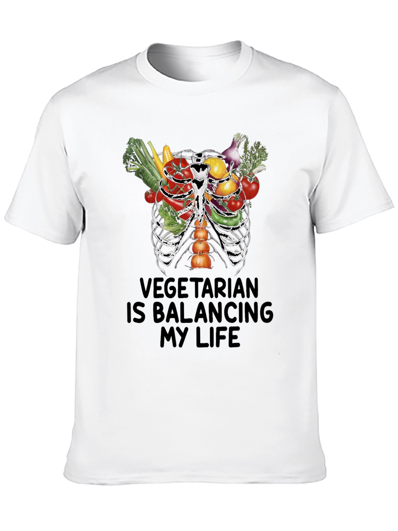 Black Vegetarian Balancing Life Graphic Tee view 10