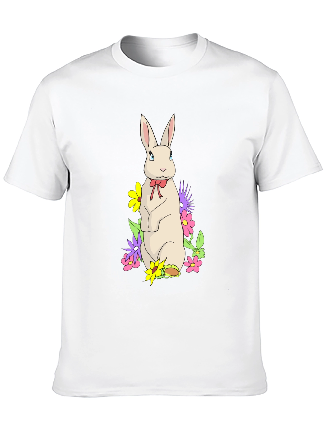 Black Rabbit & Flowers Black T-Shirt view 10
