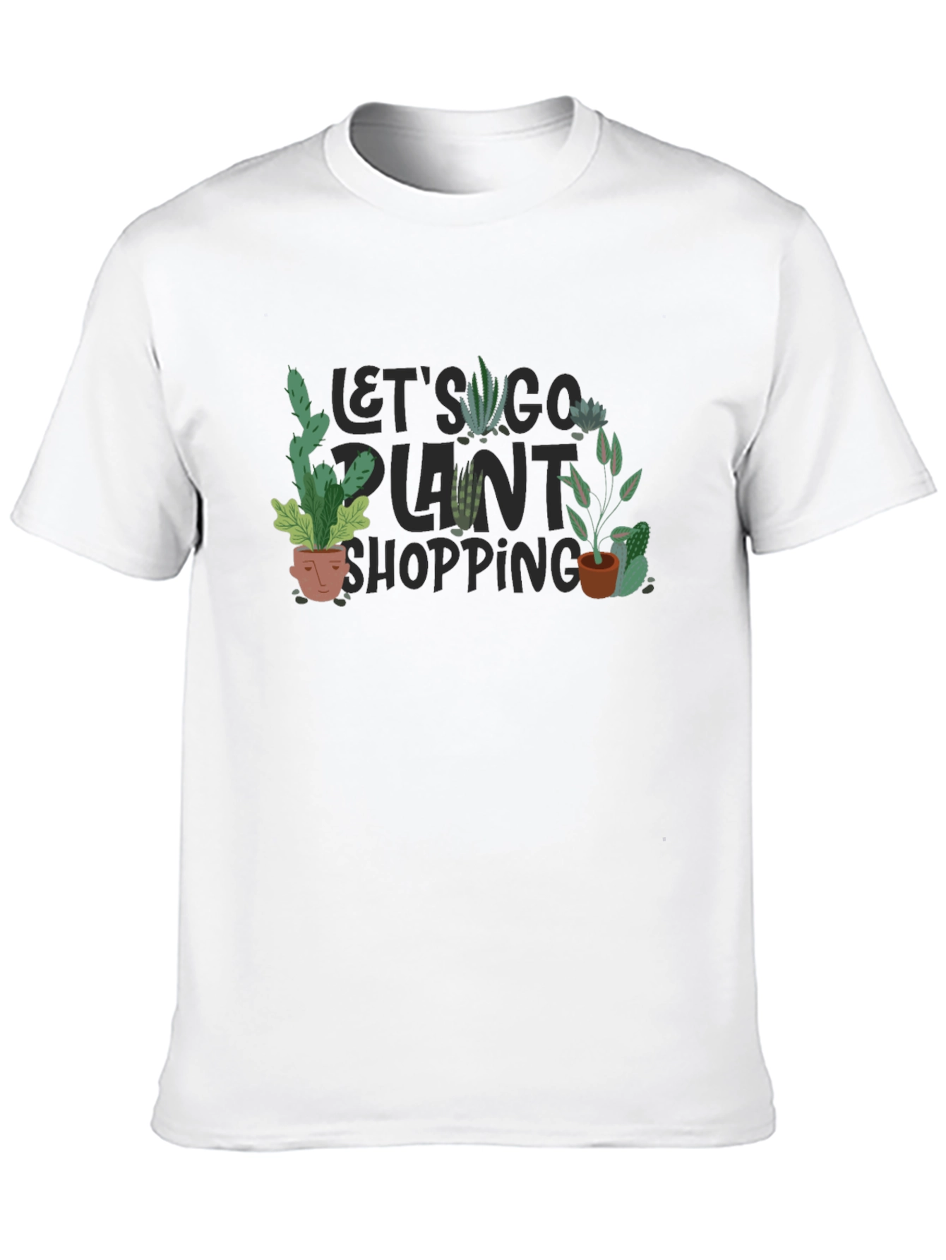 Black Plant Shopping T-Shirt - Unisex Crew Neck Tee view 10