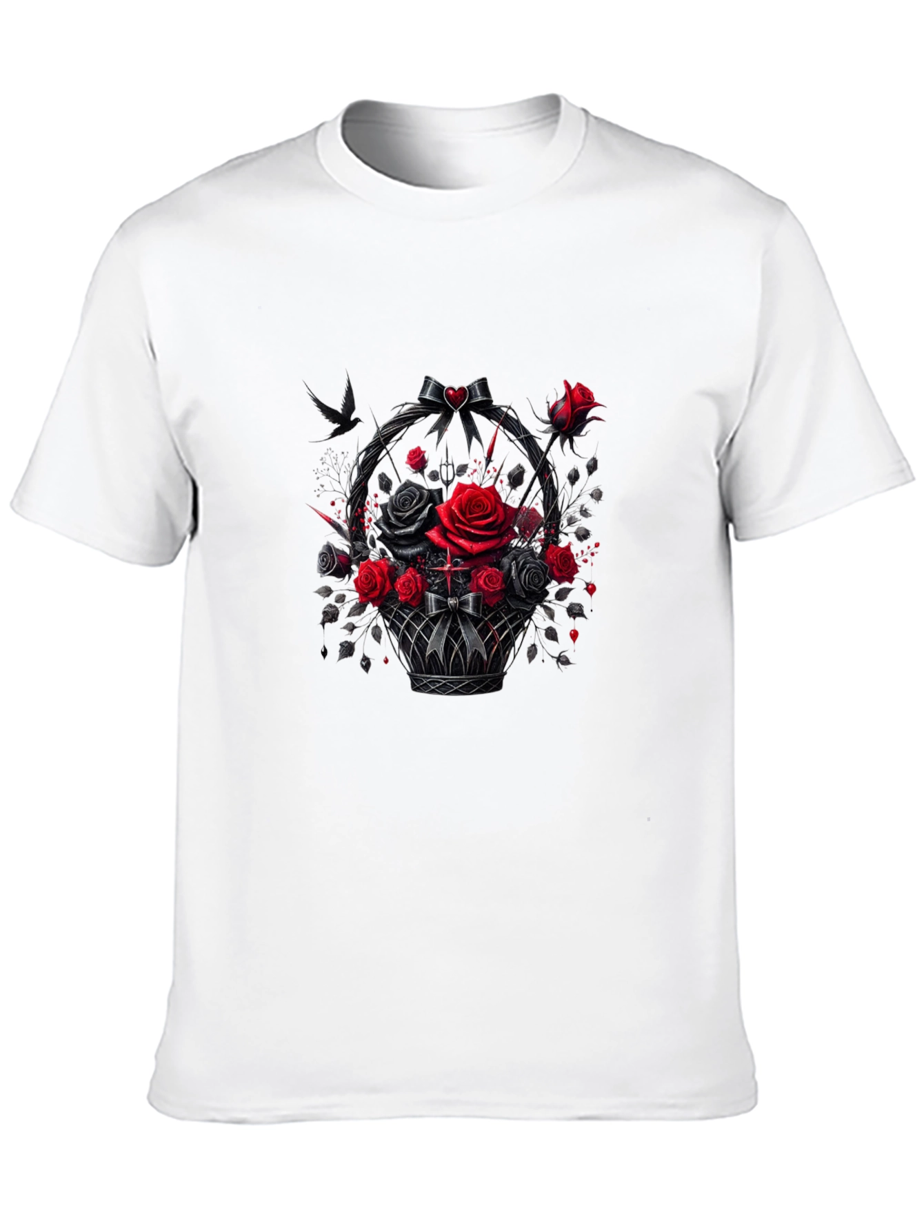 Gothic Roses T-Shirt - Dark Floral Basket Design - 10