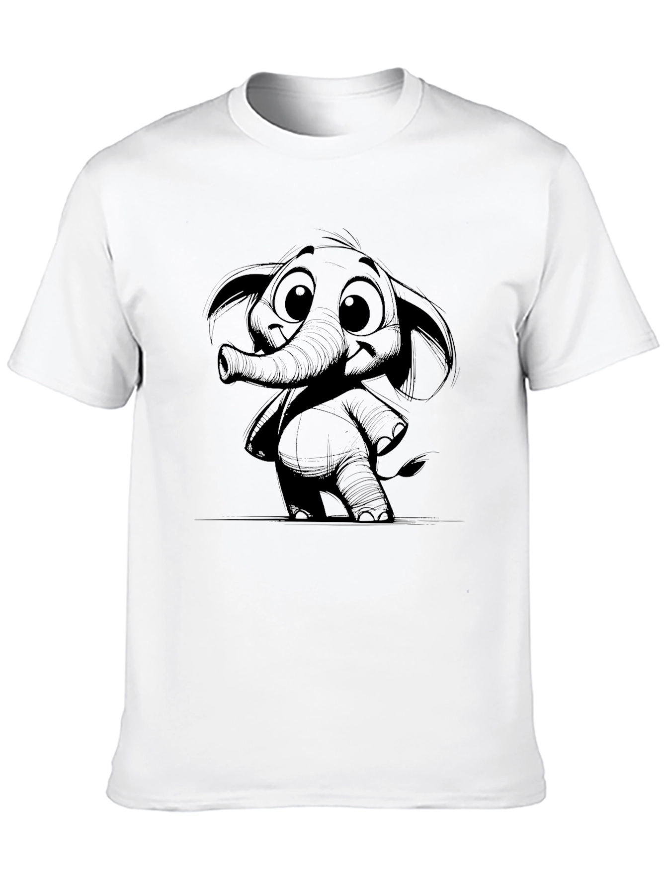 Black Elephant Graphic Print Black T-Shirt view 10