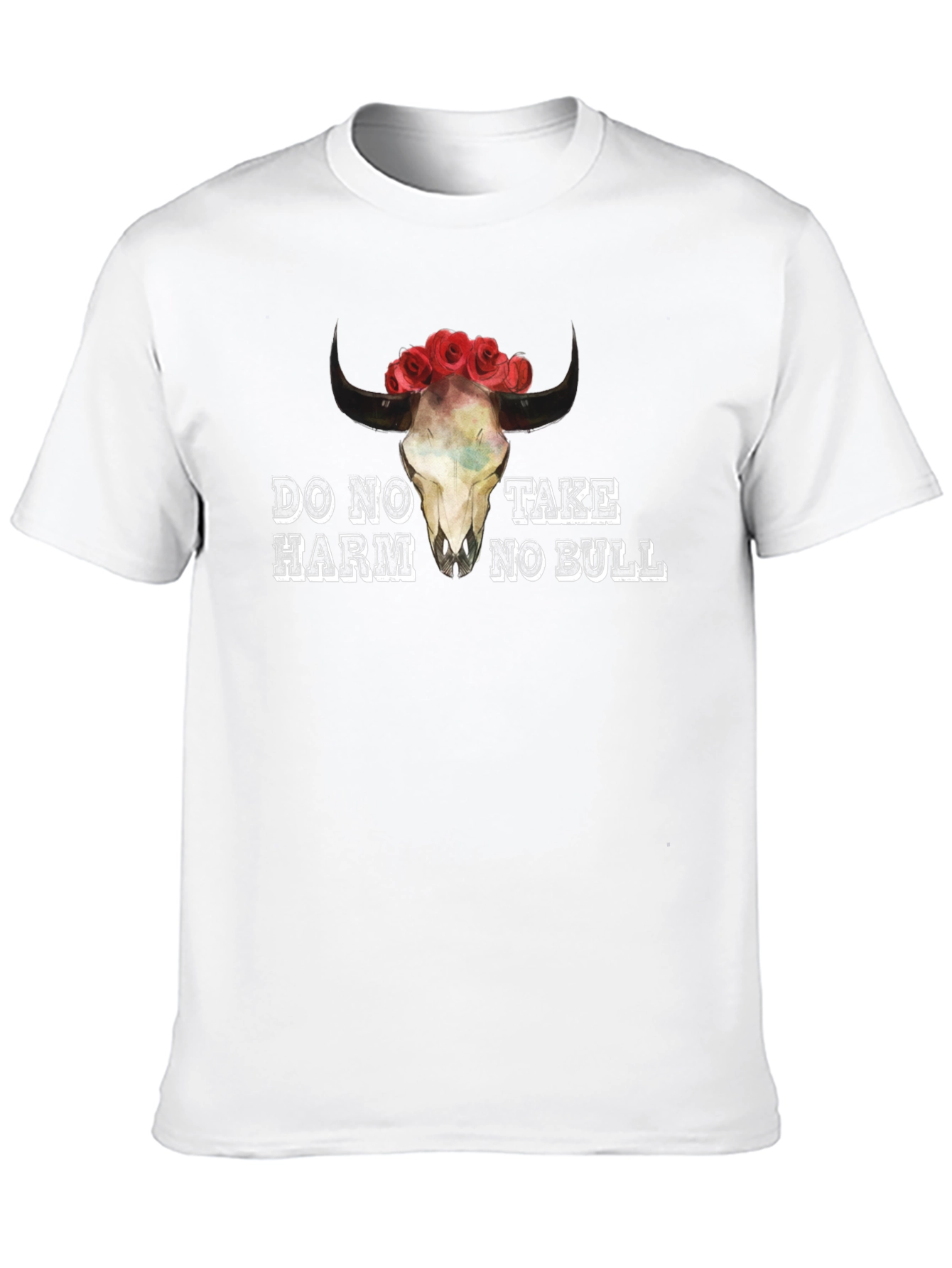 Black Do No Harm Take No Bull Skull Graphic Tee view 10