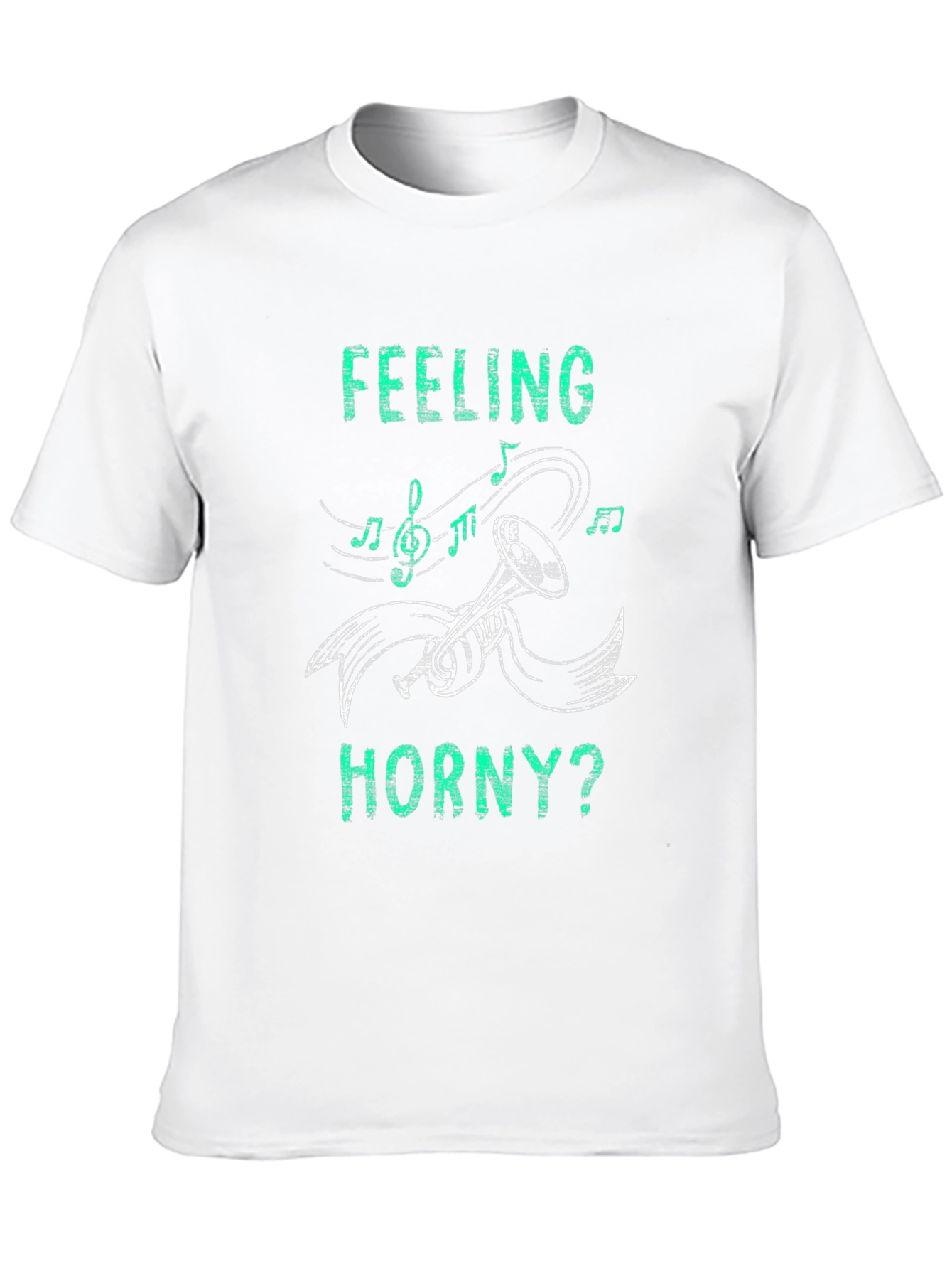 Black Feeling Horny? T-Shirt Music Trumpet Graphic Novelty Tee view 10
